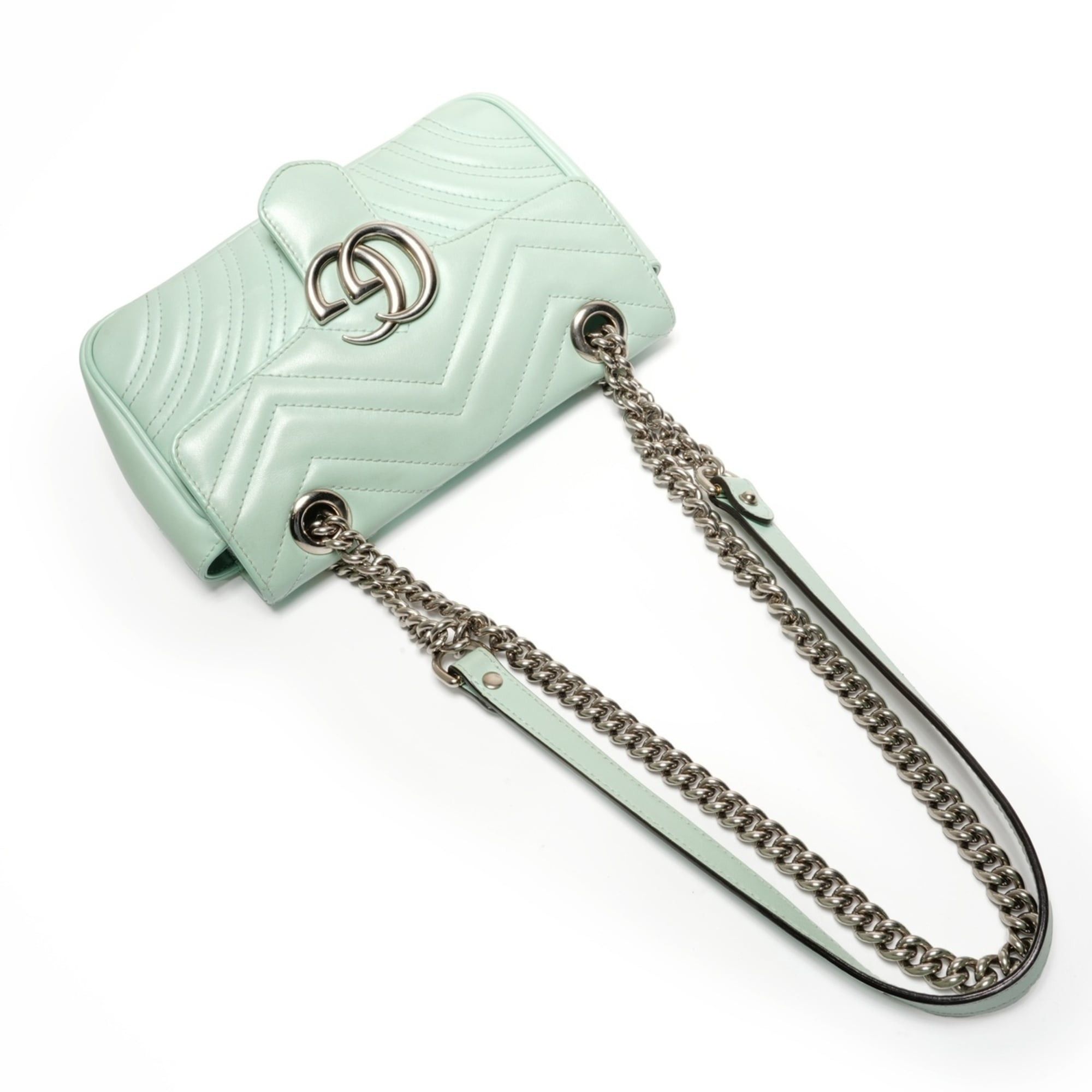 Gucci Gucci GG Marmont Leather Shoulder Bag, Green Size ONE SIZE - 8 Thumbnail
