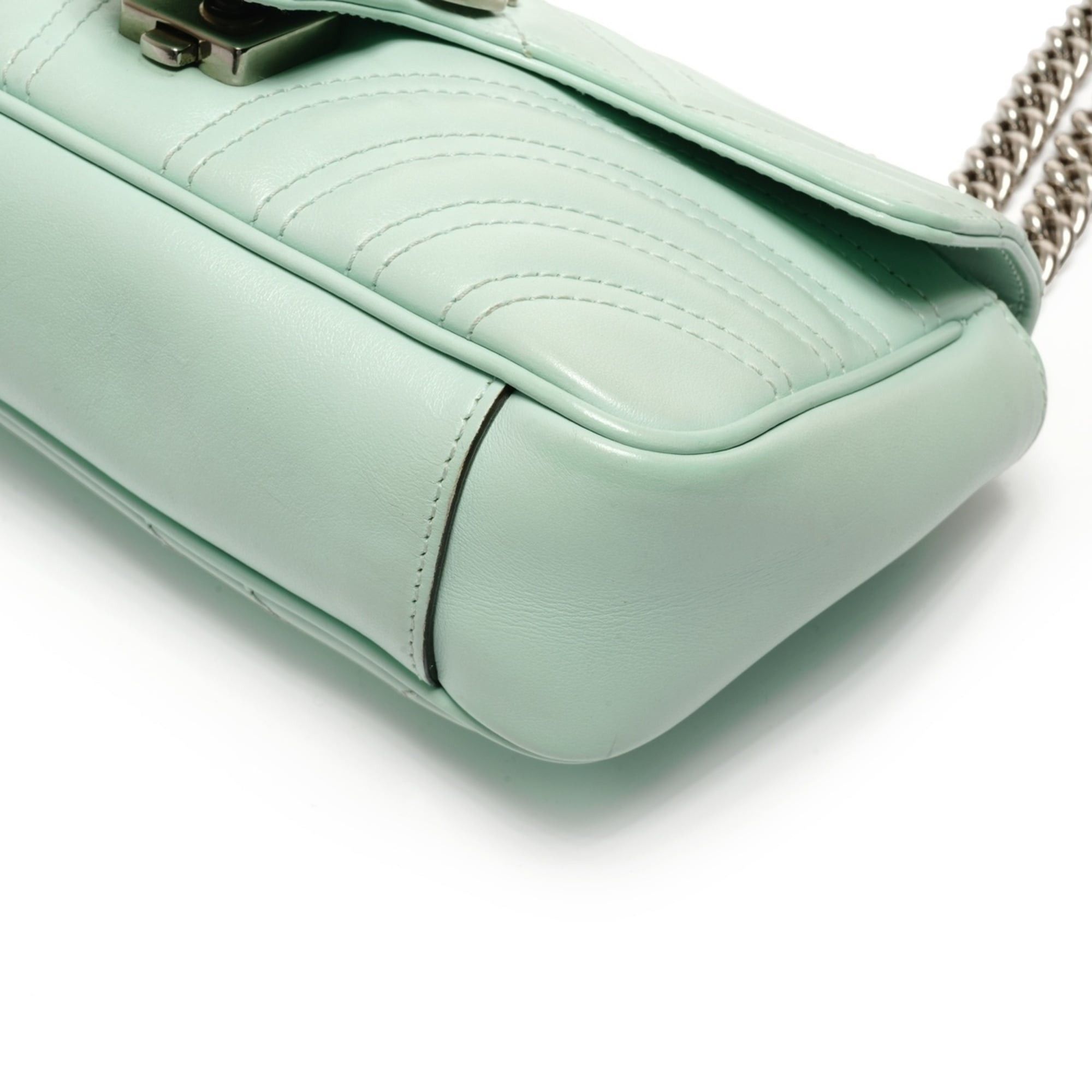 Gucci Gucci GG Marmont Leather Shoulder Bag, Green Size ONE SIZE - 6 Thumbnail