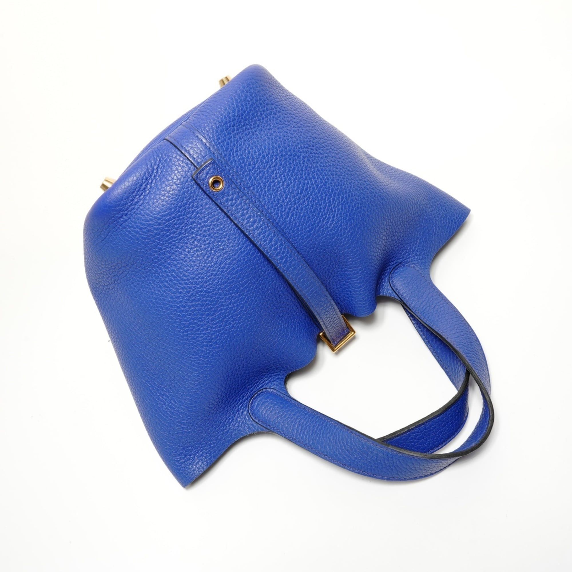 Hermes Hermes Picotin Lock PM Taurillon Leather Handbag, A Stamp, Blue Size ONE SIZE - 8 Thumbnail