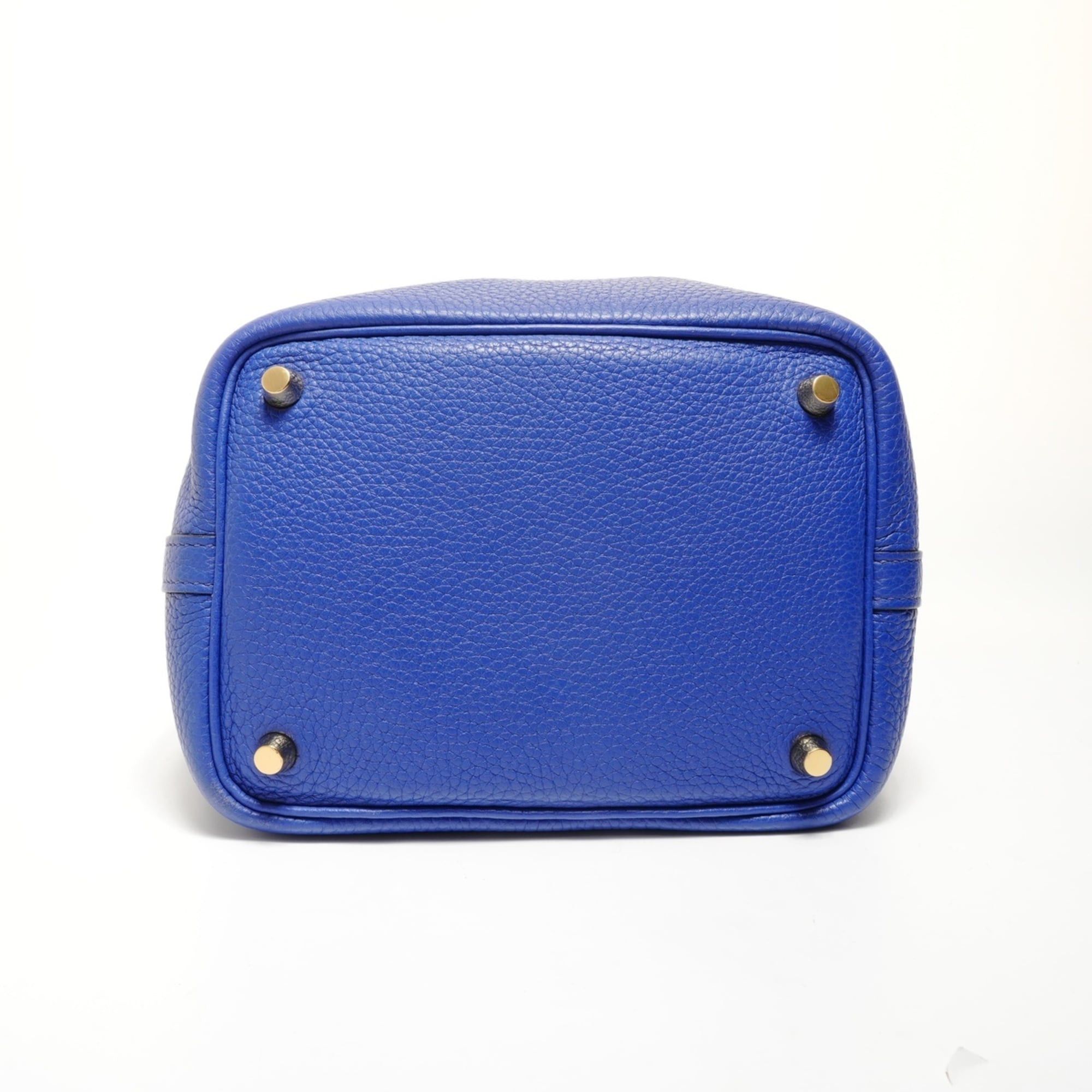 Hermes Hermes Picotin Lock PM Taurillon Leather Handbag, A Stamp, Blue Size ONE SIZE - 7 Thumbnail