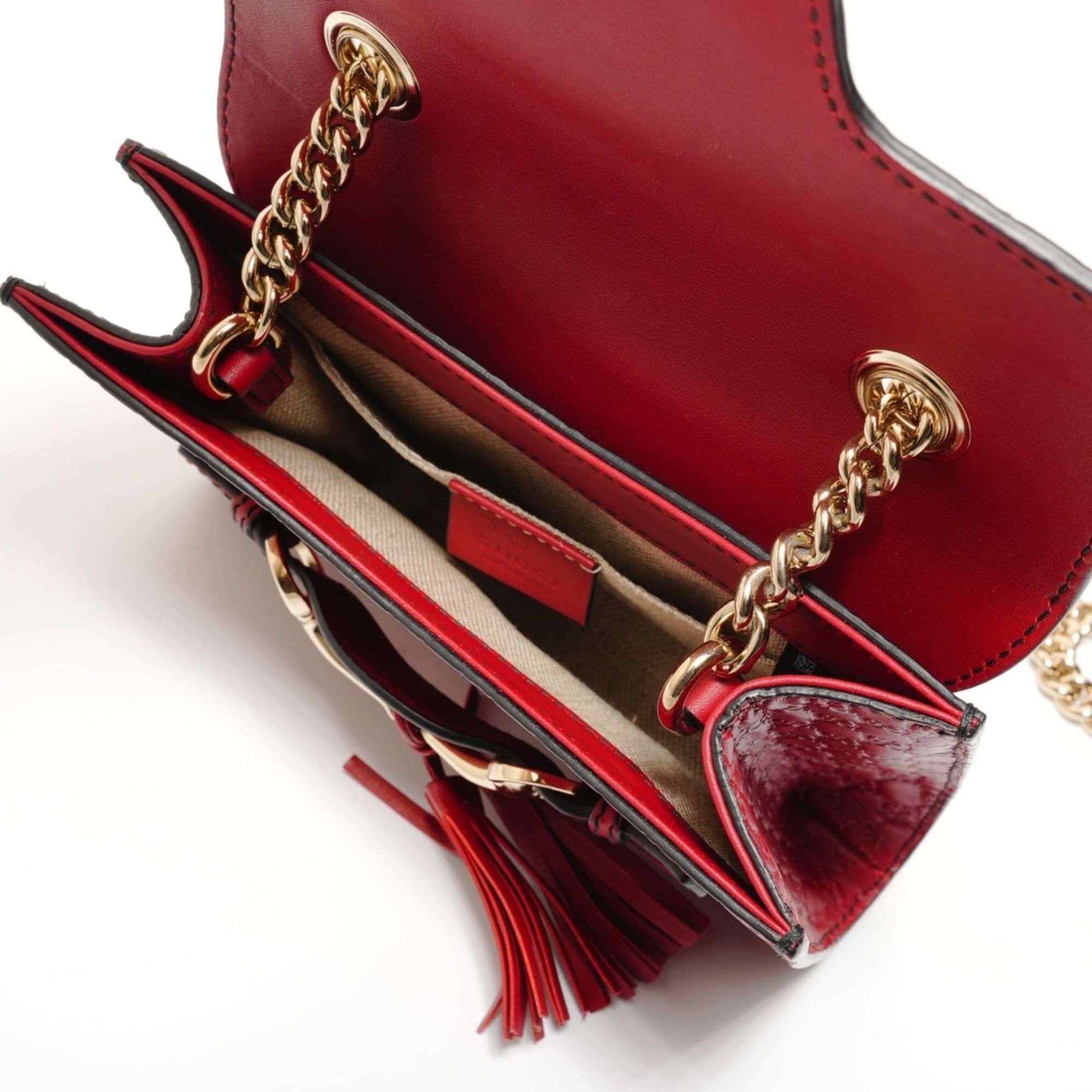 Gucci Gucci Micro GG Shima Chain Emily Shoulder Bag, Red Size ONE SIZE - 11 Thumbnail