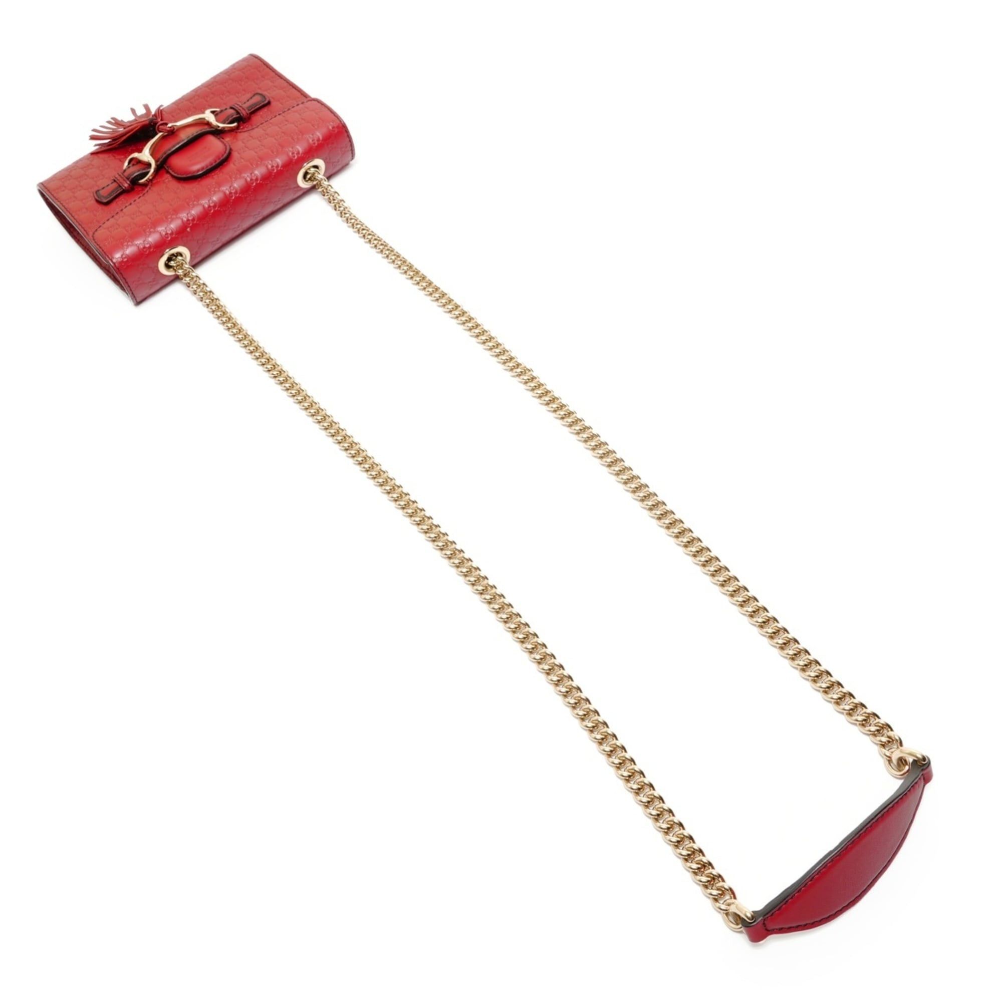 Gucci Gucci Micro GG Shima Chain Emily Shoulder Bag, Red Size ONE SIZE - 8 Thumbnail