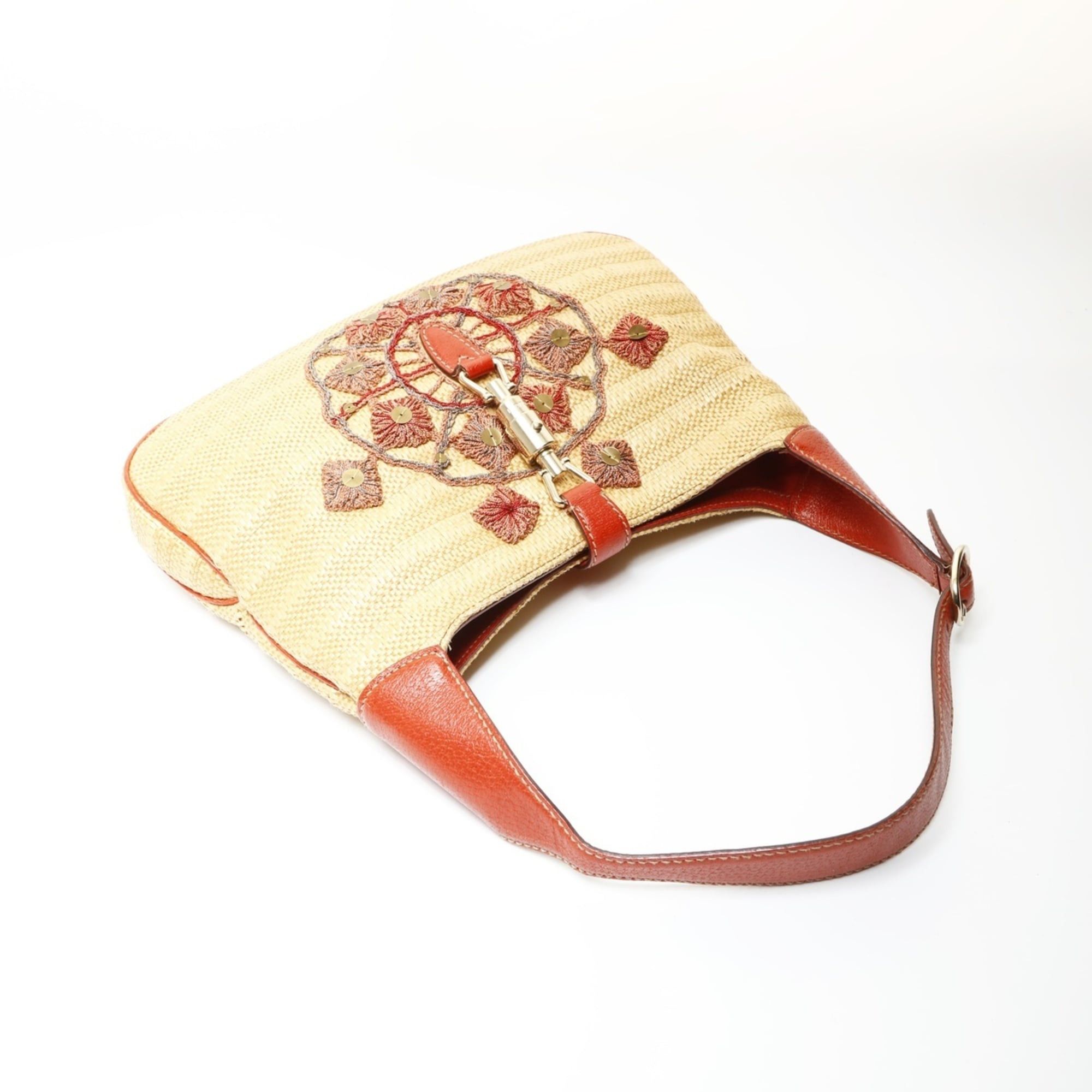 Gucci Gucci Jackie Straw Raffia Shoulder Bag, Beige Size ONE SIZE - 9 Thumbnail