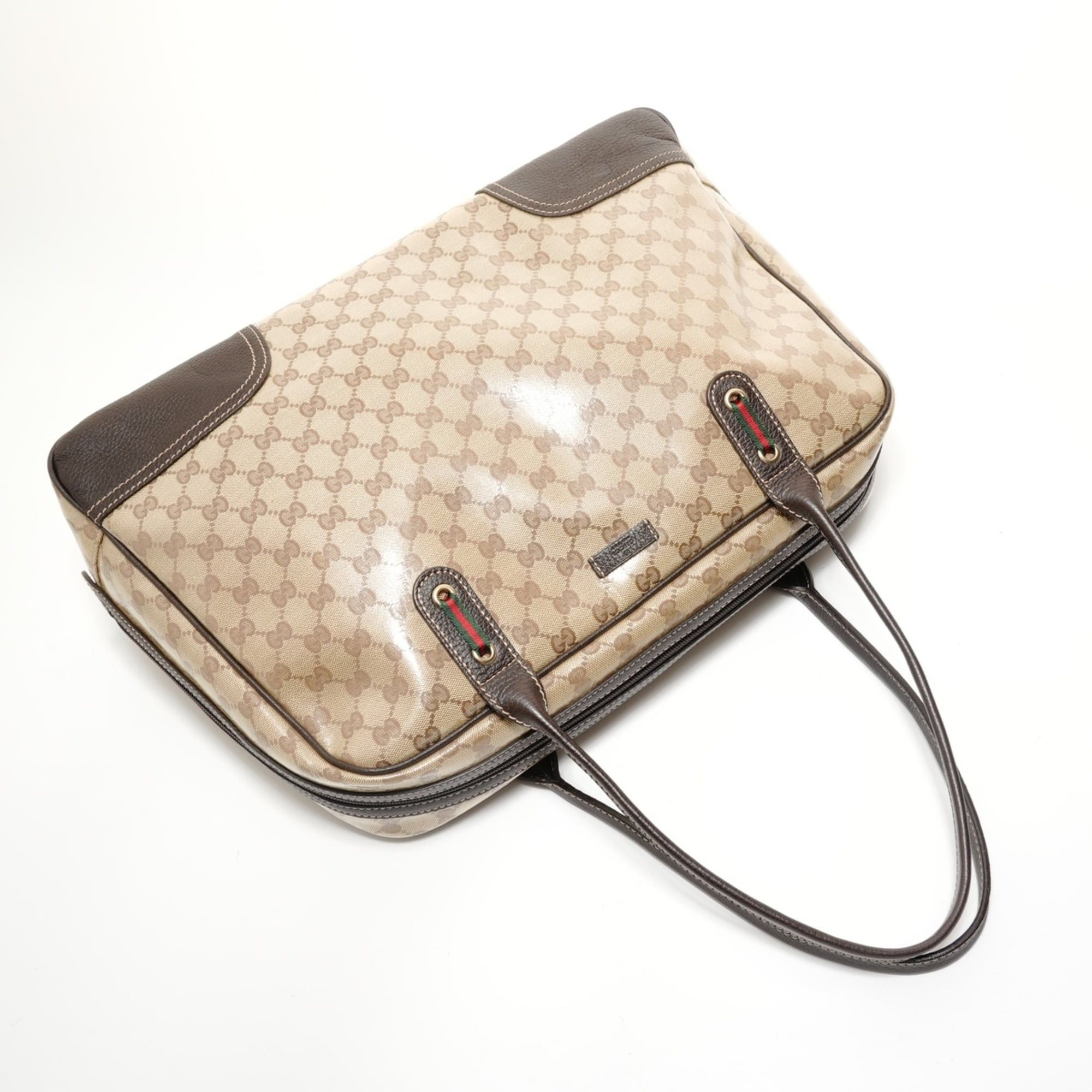 Gucci Gucci Sherry Line GG Crystal Gold Hardware Canvas Boston Bag Beige Size ONE SIZE - 8 Thumbnail