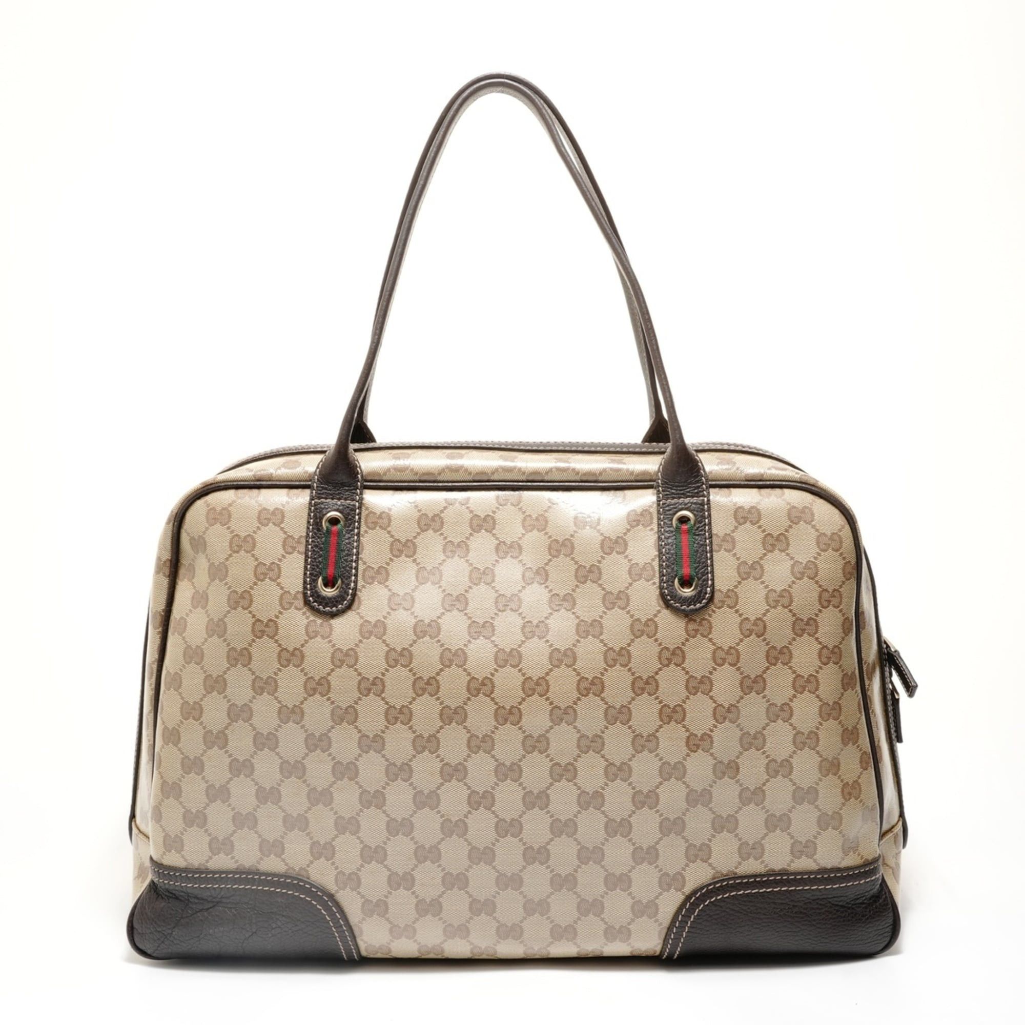 Gucci Gucci Sherry Line GG Crystal Gold Hardware Canvas Boston Bag Beige Size ONE SIZE - 2 Thumbnail
