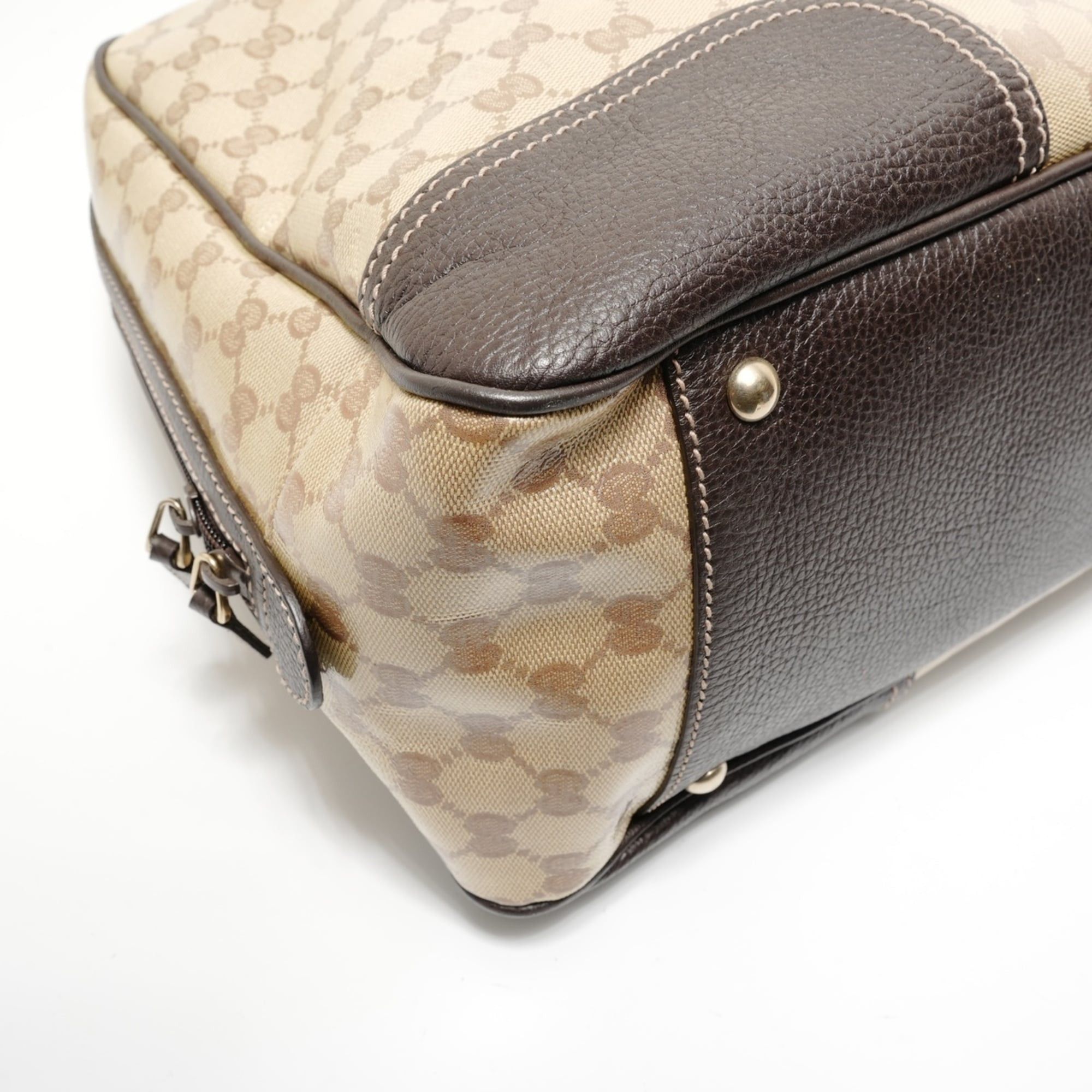 Gucci Gucci Sherry Line GG Crystal Gold Hardware Canvas Boston Bag Beige Size ONE SIZE - 5 Thumbnail