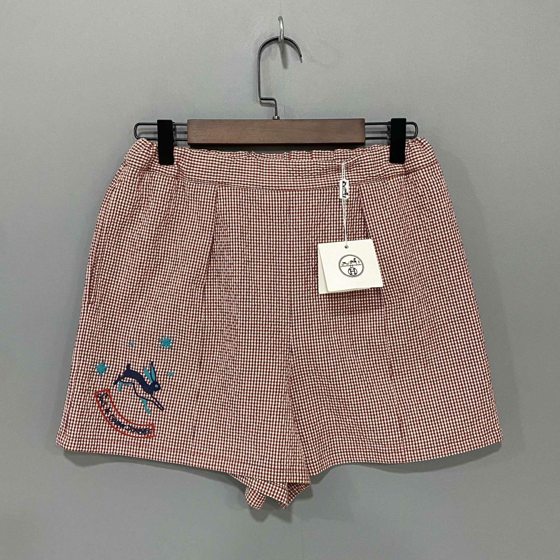 Hermes Hermes Embroidered Plaid Red Pants 26 Women Size 26" / US 2 / IT 38 - 3 Thumbnail