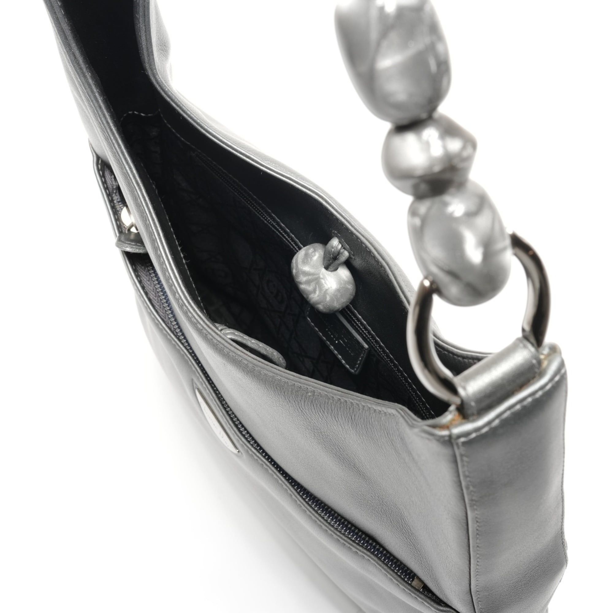 Dior Christian Dior Maris Pearl Leather Shoulder Bag, Gray Size ONE SIZE - 11 Thumbnail