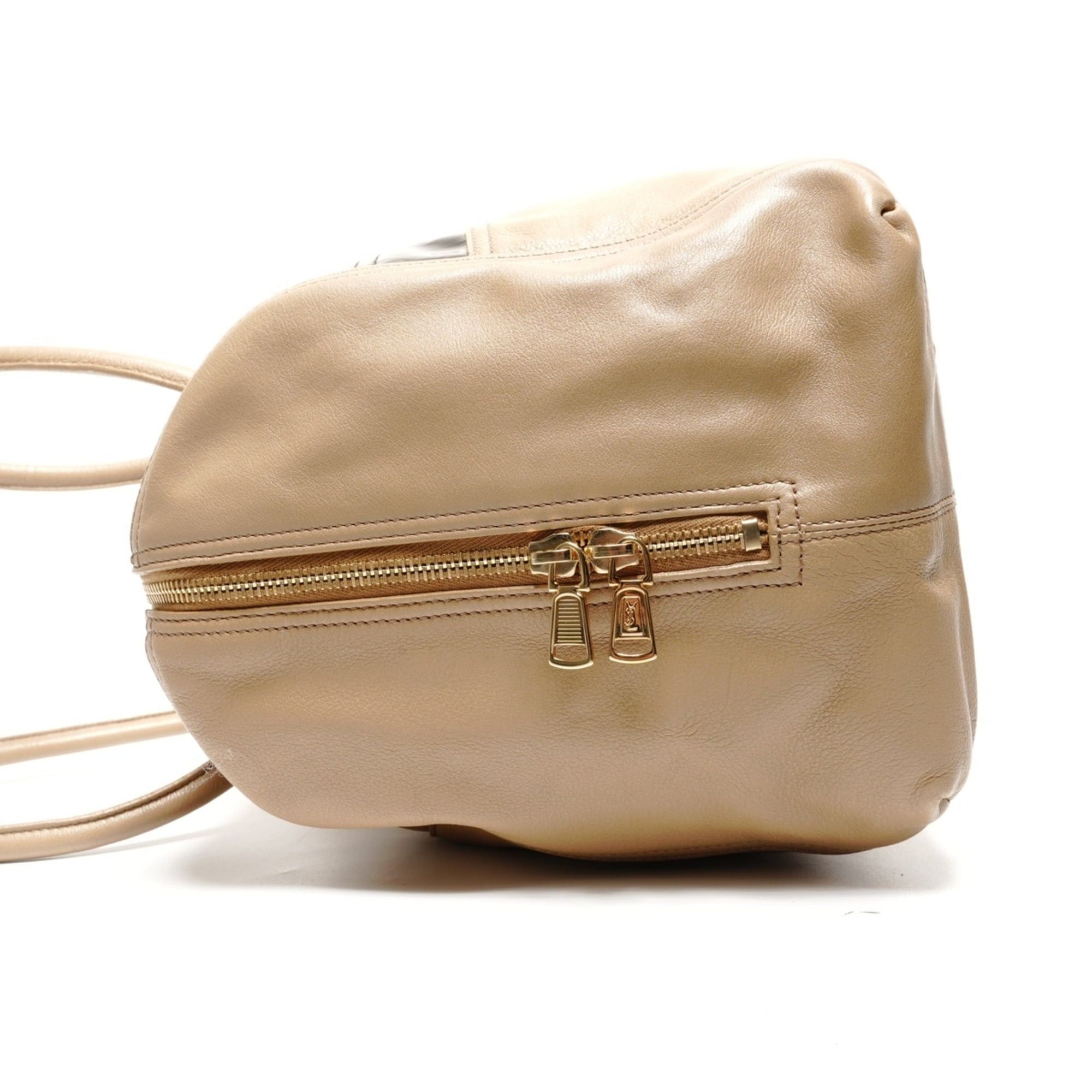 Yves Saint Laurent Yves Saint Laurent Y-logo leather Boston bag, beige Size ONE SIZE - 3 Thumbnail