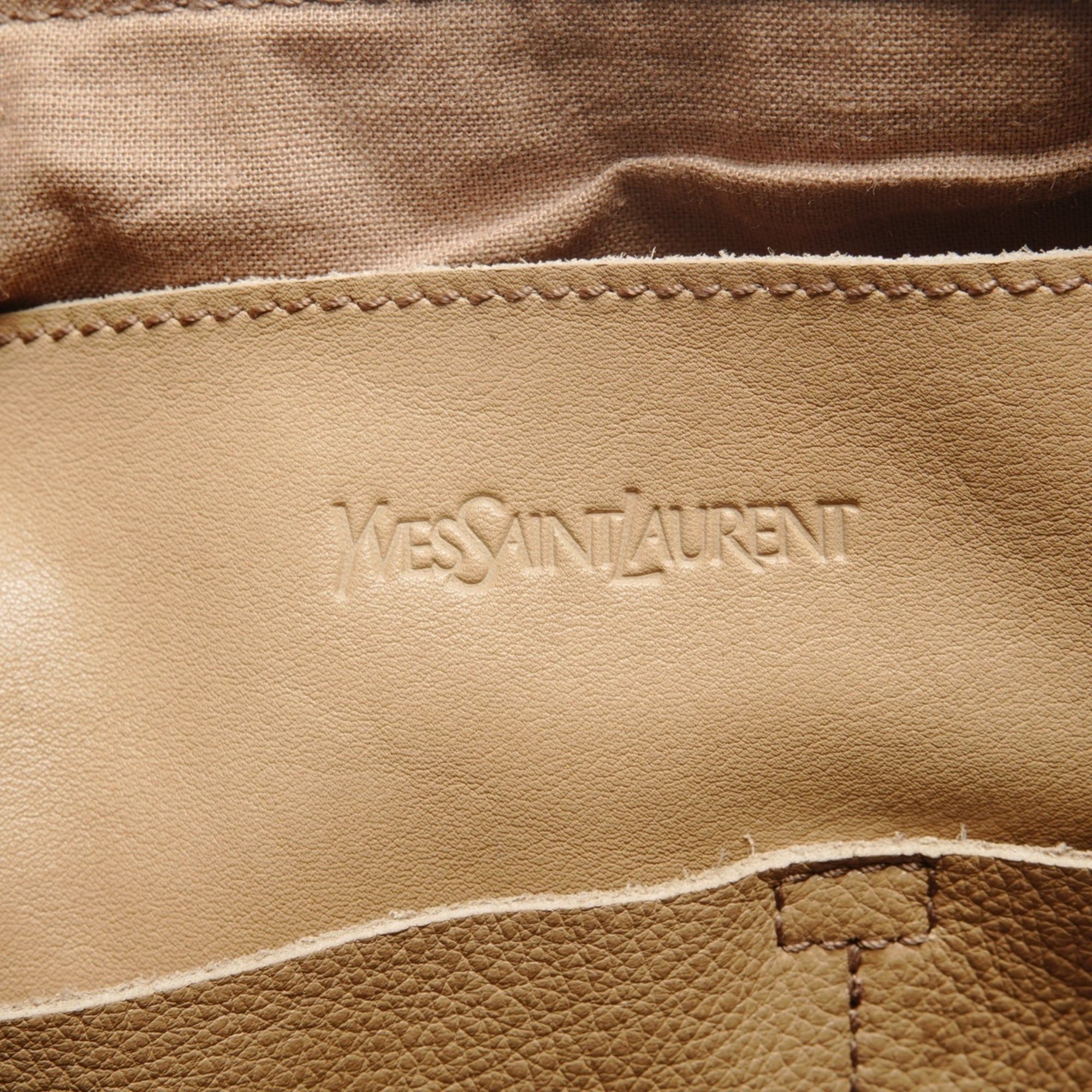 Yves Saint Laurent Yves Saint Laurent Y-logo leather Boston bag, beige Size ONE SIZE - 9 Thumbnail