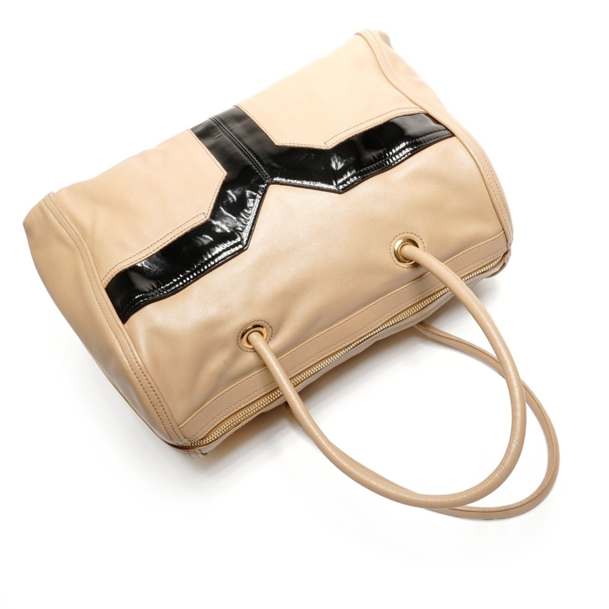 Yves Saint Laurent Yves Saint Laurent Y-logo leather Boston bag, beige Size ONE SIZE - 8 Thumbnail