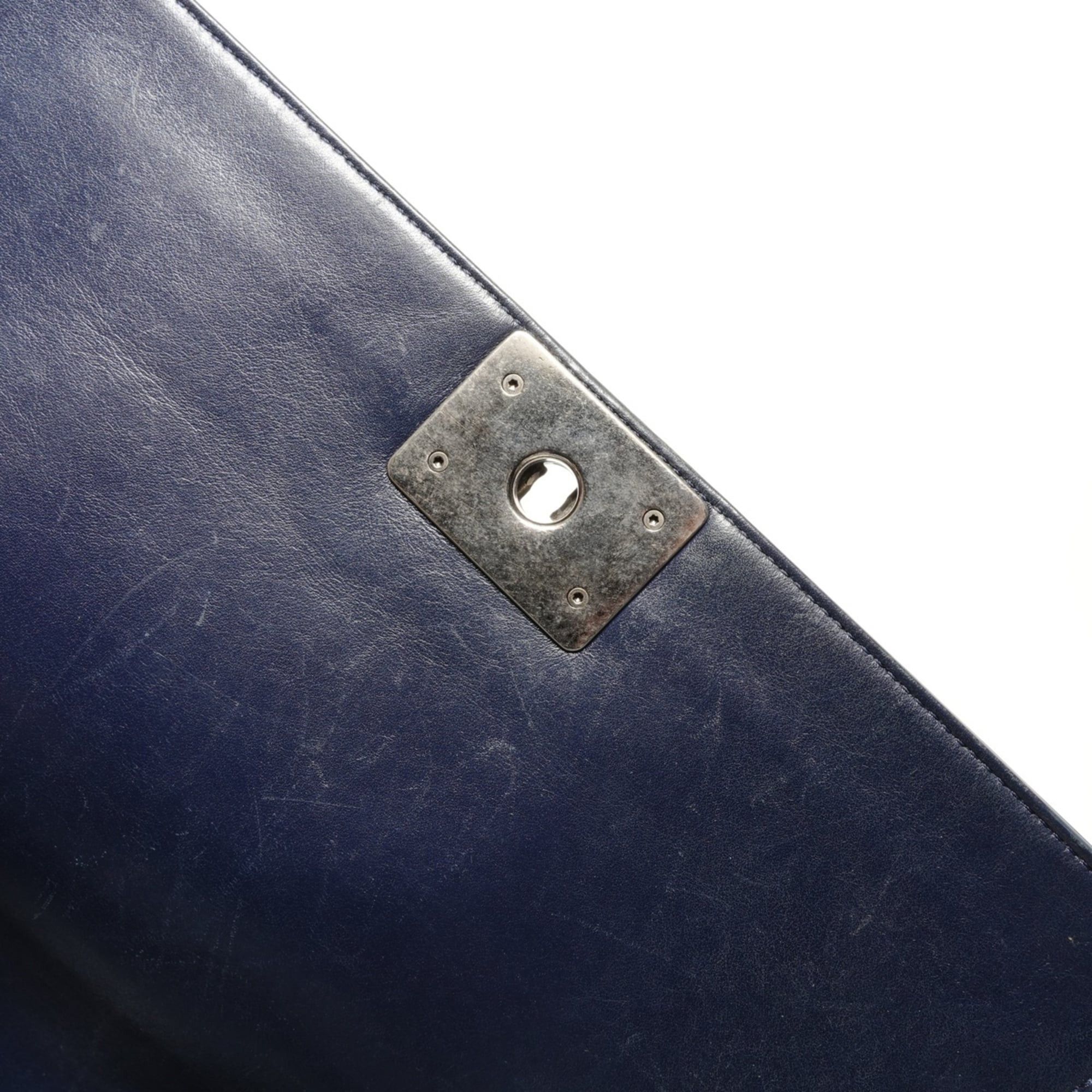 Chanel Chanel Boy Lambskin Shoulder Bag, Navy Size ONE SIZE - 10 Thumbnail