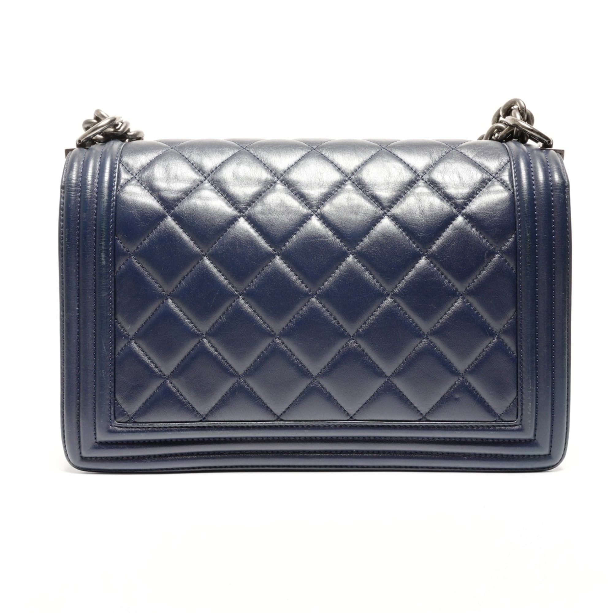 Chanel Chanel Boy Lambskin Shoulder Bag, Navy Size ONE SIZE - 2 Thumbnail