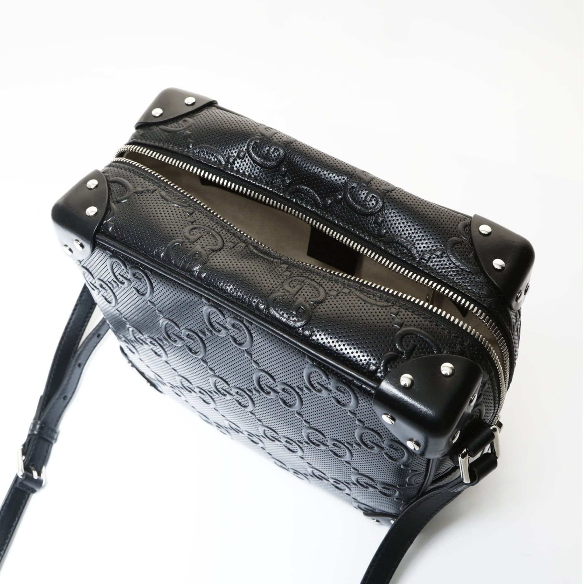 Gucci Gucci GG Embossed Trunk Crossbody Shoulder Bag, Black Size ONE SIZE - 12 Thumbnail