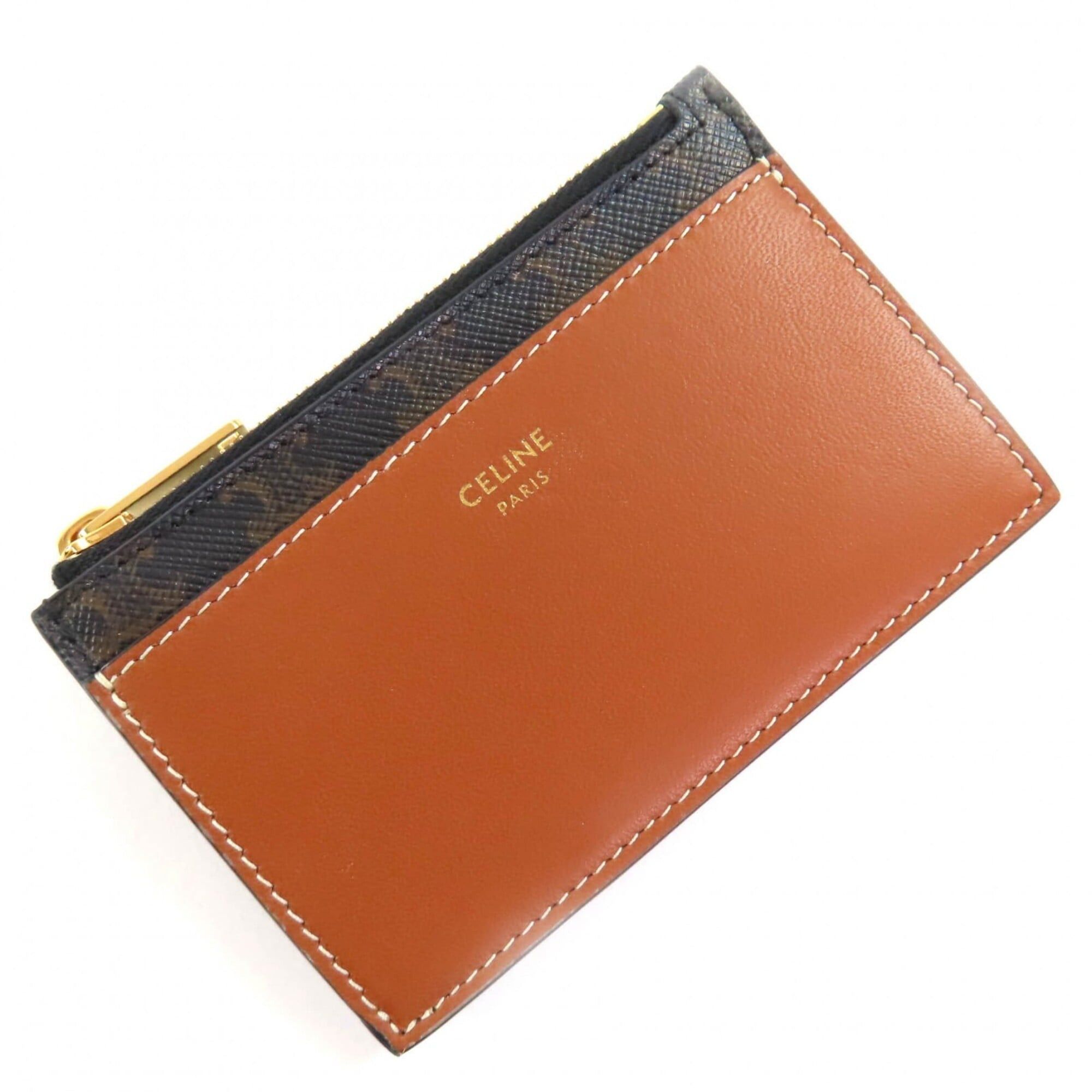 Celine CELINE Triomphe Canvas Fragment Case, Pass Leather, Business Card Holder/Card Brown, Comes with Box and Dust Bag, Made in Italy, Women's Size ONE SIZE - 6 Thumbnail