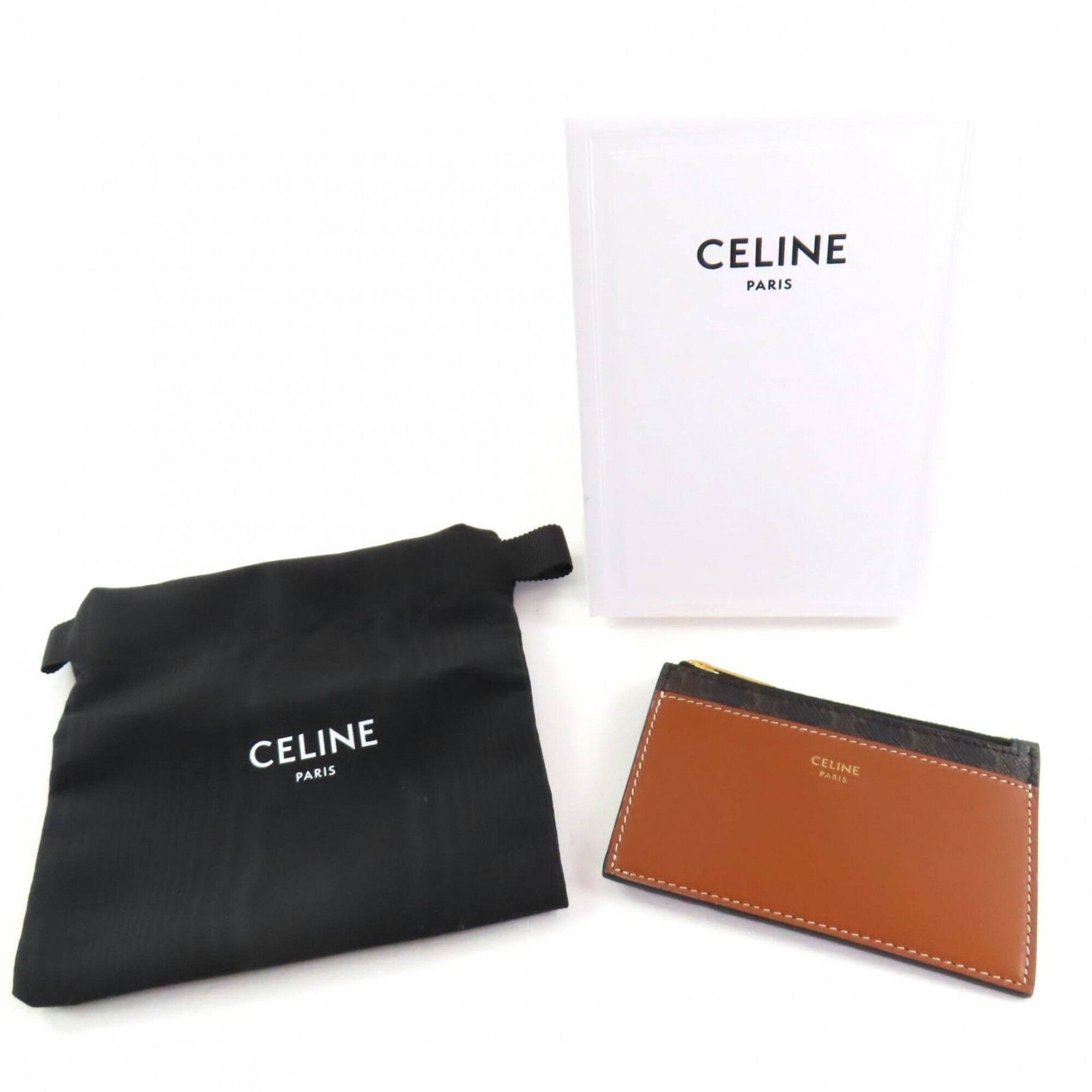 Celine CELINE Triomphe Canvas Fragment Case, Pass Leather, Business Card Holder/Card Brown, Comes with Box and Dust Bag, Made in Italy, Women's Size ONE SIZE - 2 Thumbnail