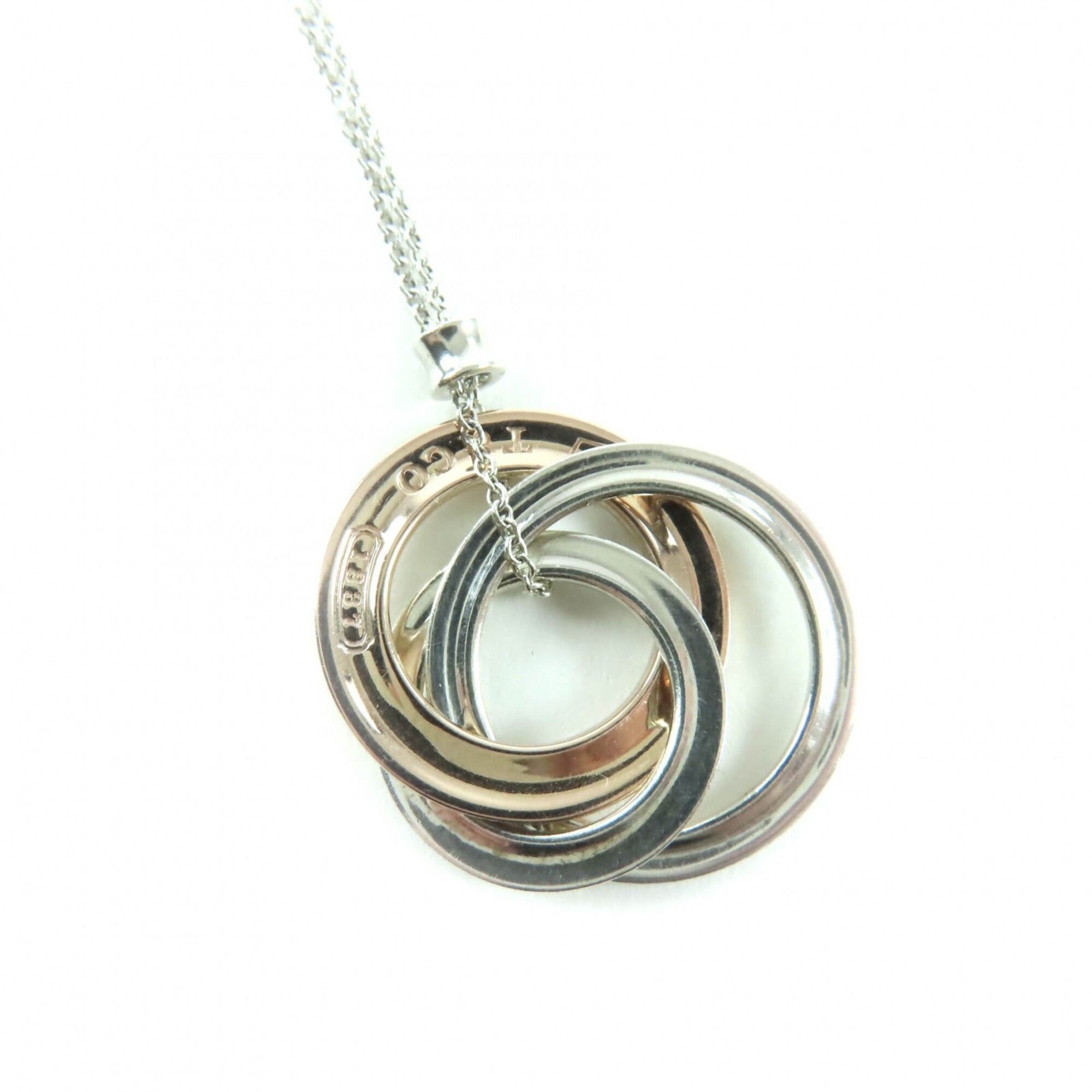 Tiffany & Co. TIFFANY&Co. Tiffany 925 Metal 1837 Interlocking Circle Necklace, Silver and Pink Gold, Total Weight 5.2g, Women's. Size ONE SIZE - 2 Thumbnail