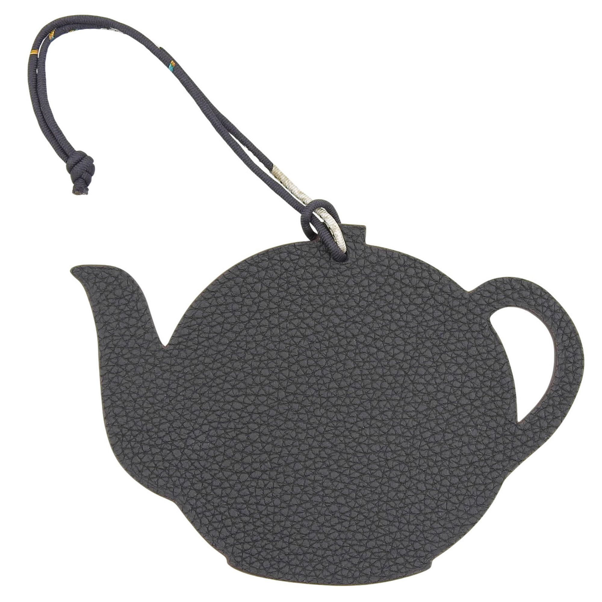 Hermes HERMES Petit H Teapot Leather Bag Charm, Light Blue & Black Bicolor, Women's Size ONE SIZE - 2 Thumbnail