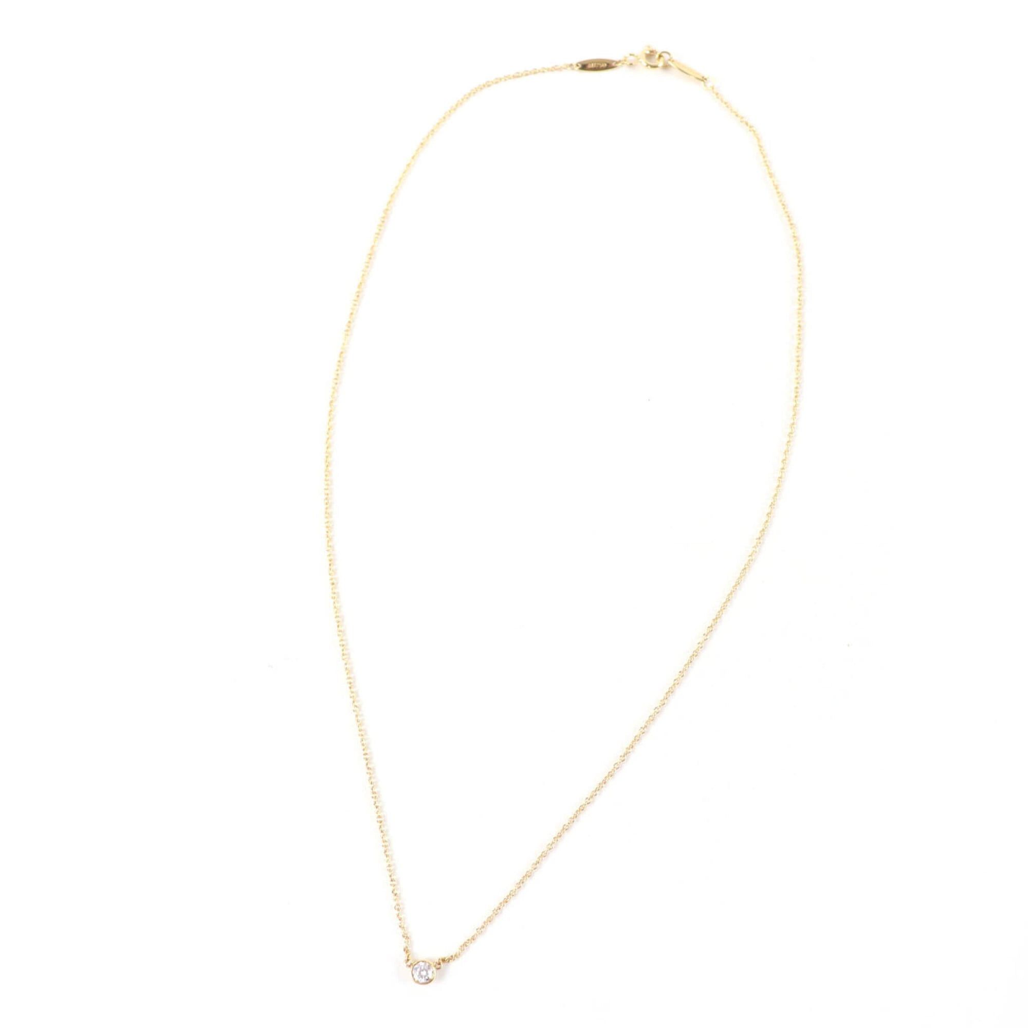 Tiffany & Co. TIFFANY&Co. Tiffany & Co. Elsa Peretti Diamond by the Yard Single Pendant AU750 K18 750 (YG) Frame Diameter Approx. 4.25mm 0.08ct 40.8cm Current Model Necklace Gold Comes with Box and Storage Bag Weight 1.86g Women's Size ONE SIZE - 3 Thumbnail