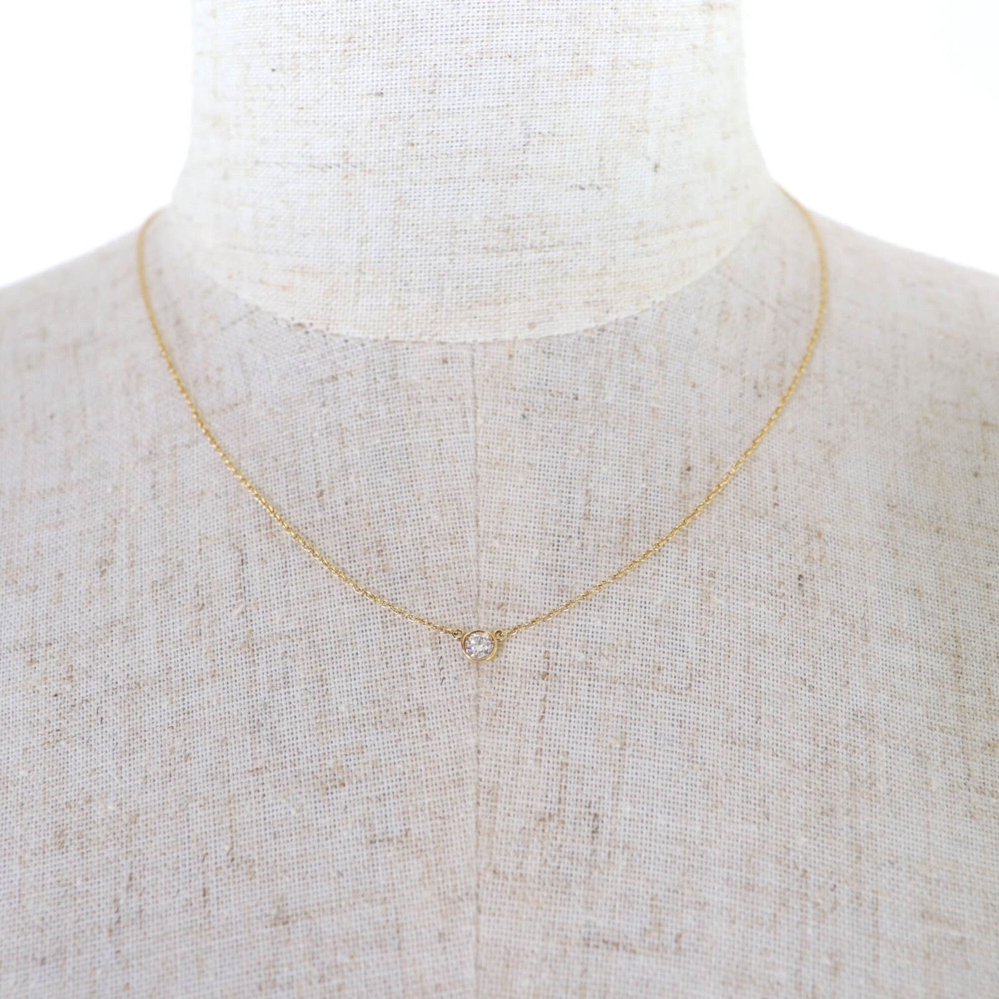 Tiffany & Co. TIFFANY&Co. Tiffany & Co. Elsa Peretti Diamond by the Yard Single Pendant AU750 K18 750 (YG) Frame Diameter Approx. 4.25mm 0.08ct 40.8cm Current Model Necklace Gold Comes with Box and Storage Bag Weight 1.86g Women's Size ONE SIZE - 4 Thumbnail