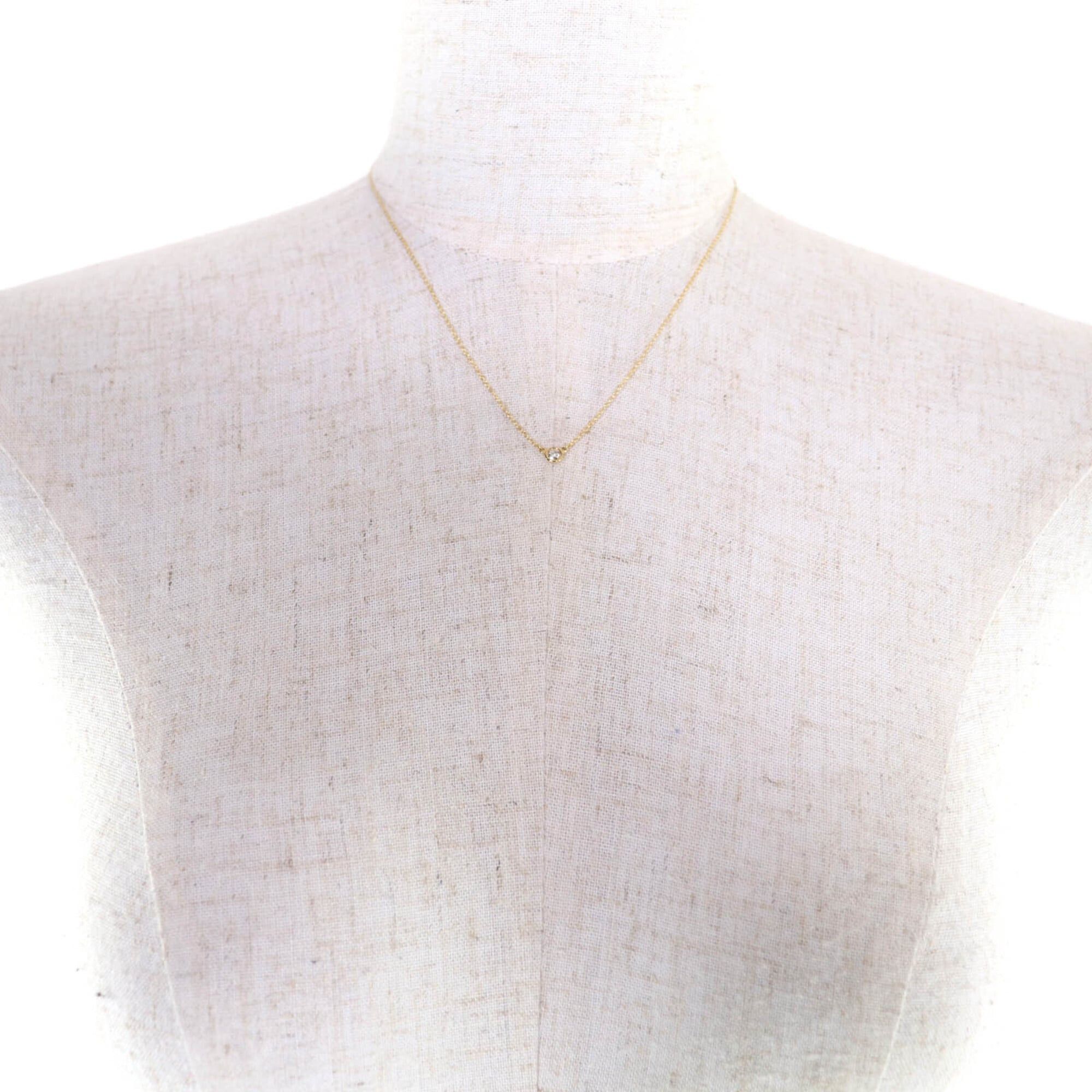 Tiffany & Co. TIFFANY&Co. Tiffany & Co. Elsa Peretti By the Yard K18 AU750 (Yellow Gold) Necklace, approx. 4.27mm frame diameter, current model, 0.08ct 1P diamond, gold, with box and storage bag, total weight 2.0g, women's. Size ONE SIZE - 4 Thumbnail
