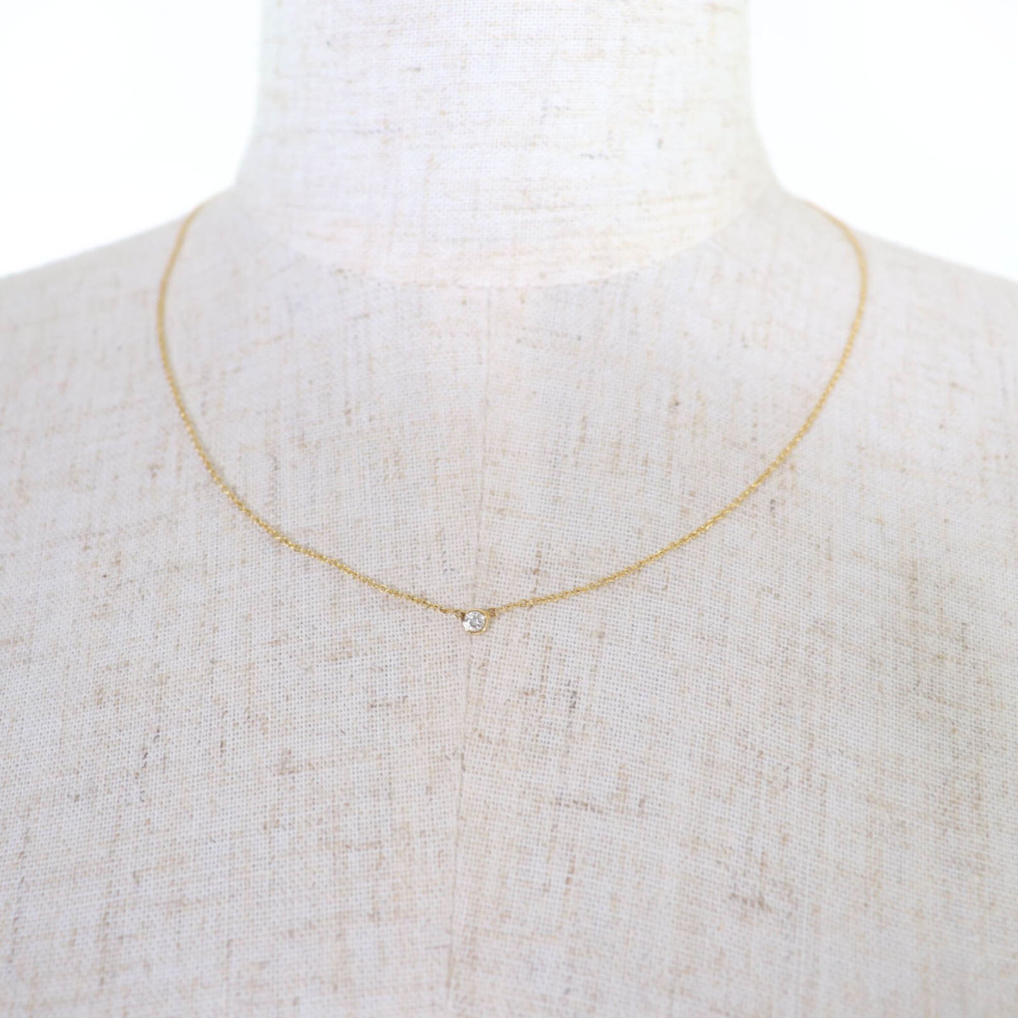 Tiffany & Co. TIFFANY&Co. Tiffany & Co. Elsa Peretti Diamond by the Yard Single Pendant 18K 0.05ct K18 750 (YG) Approx. 3.5mm Diameter 44cm Necklace Gold Weight 1.83g Women's Size ONE SIZE - 3 Thumbnail