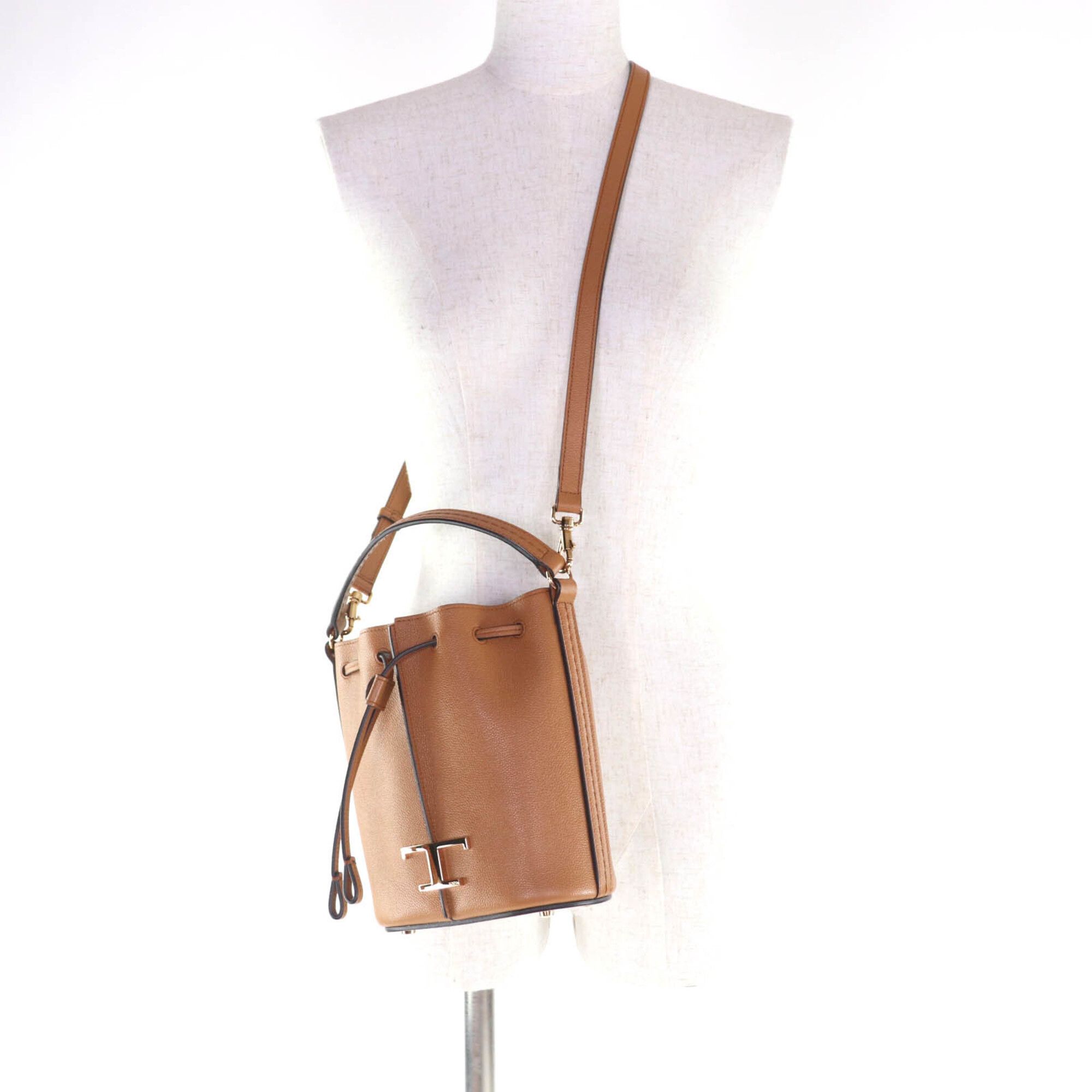 Tod's Tod's TOD’S XBWTSAQ0000Q8ES410 TSA SECCHIELLO MICRO T-Timeless Leather 2-Way Bucket Bag Shoulder Brown Gold Hardware Comes with Box and Dust Made in Italy Women's Size ONE SIZE - 6 Thumbnail