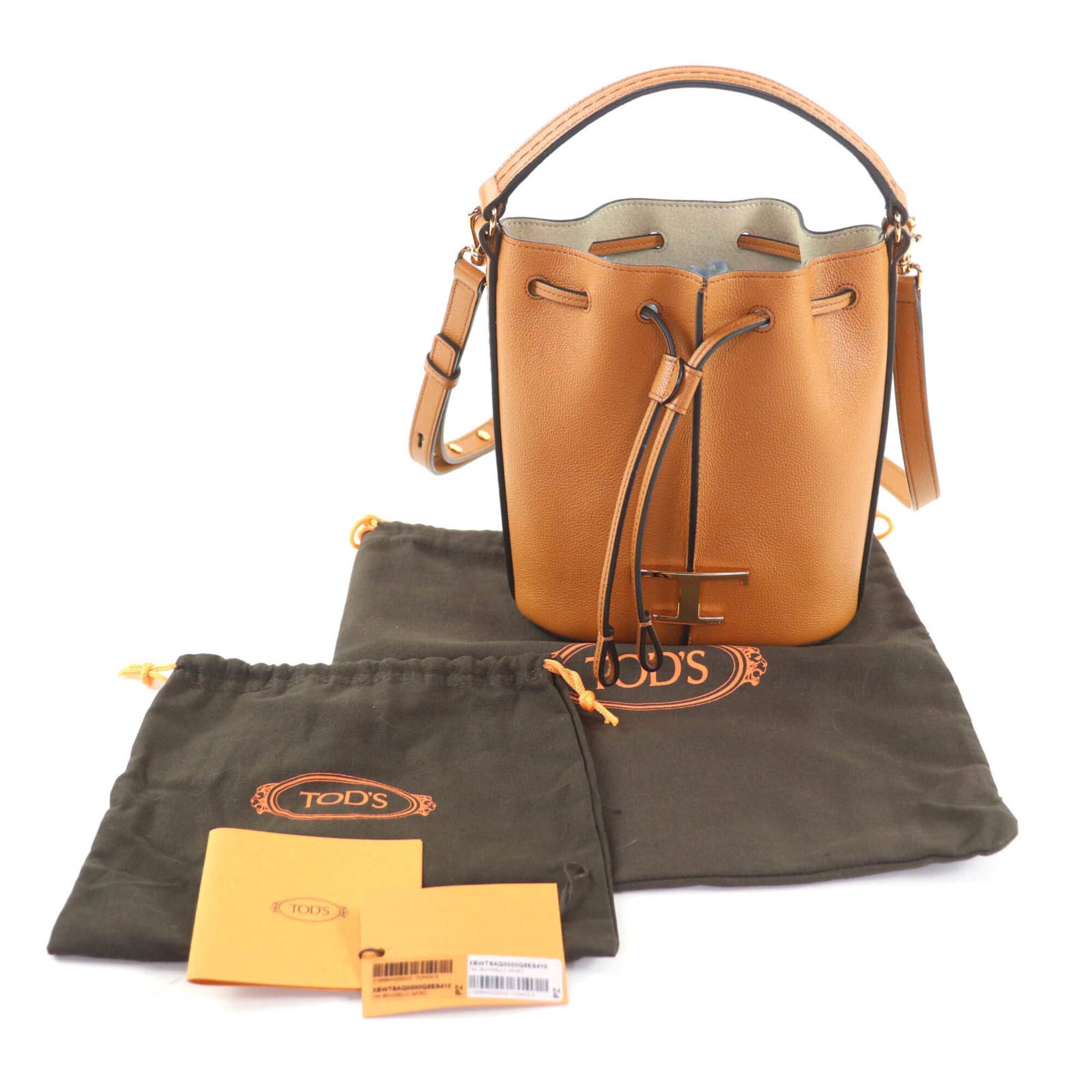 Tod's Tod's TOD’S XBWTSAQ0000Q8ES410 TSA SECCHIELLO MICRO T-Timeless Leather 2-Way Bucket Bag Shoulder Brown Gold Hardware Comes with Box and Dust Made in Italy Women's Size ONE SIZE - 2 Thumbnail