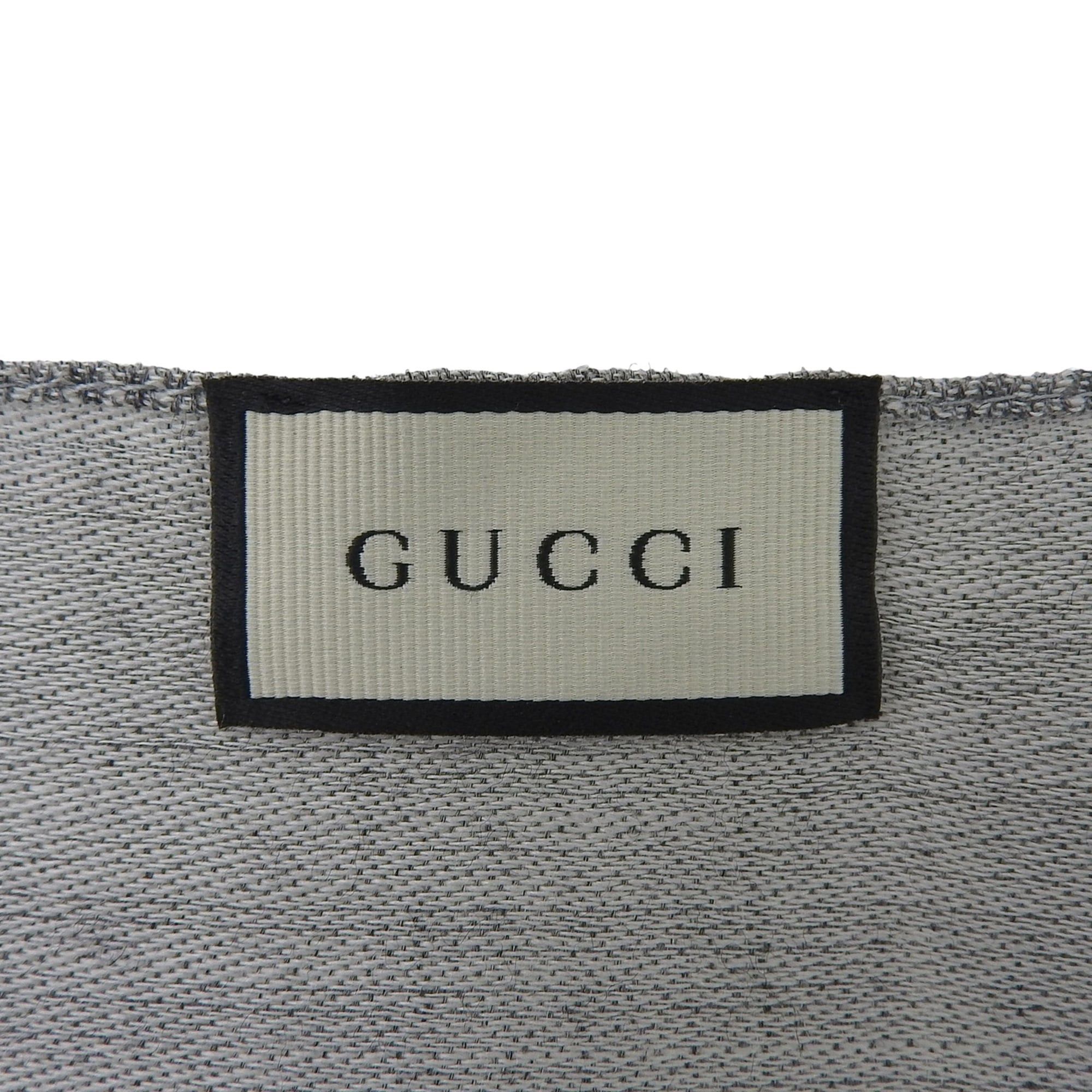 Gucci GUCCI wool and silk blend GG pattern fringed stole/shawl, gray, 45 x 180 cm, made in Italy, authentic, women's. Size ONE SIZE - 6 Thumbnail