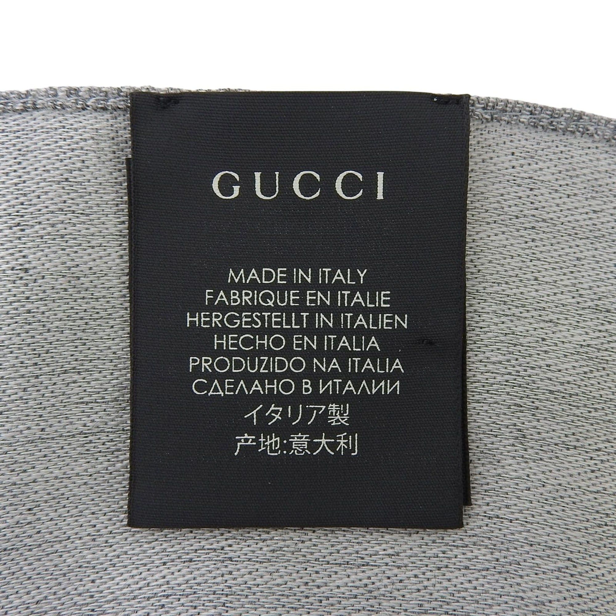 Gucci GUCCI wool and silk blend GG pattern fringed stole/shawl, gray, 45 x 180 cm, made in Italy, authentic, women's. Size ONE SIZE - 8 Thumbnail