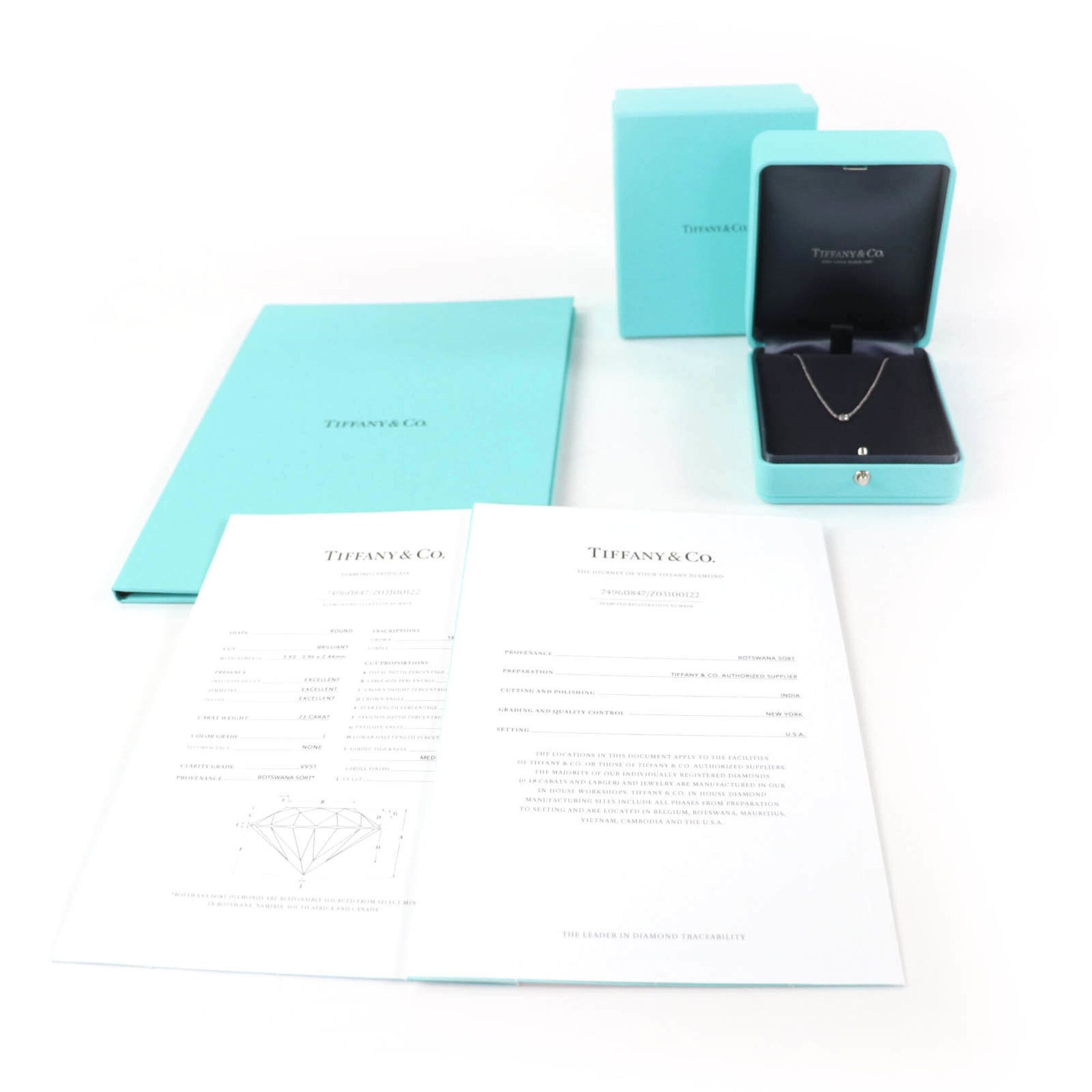 Tiffany & Co. TIFFANY&Co. Tiffany & Co. Elsa Peretti By the Yard PT950 0.23ct I VVS1 3EX NONE 74960847 1P Diamond Necklace Silver with Box and Case Weight 2.55g Women's Size ONE SIZE - 2 Thumbnail