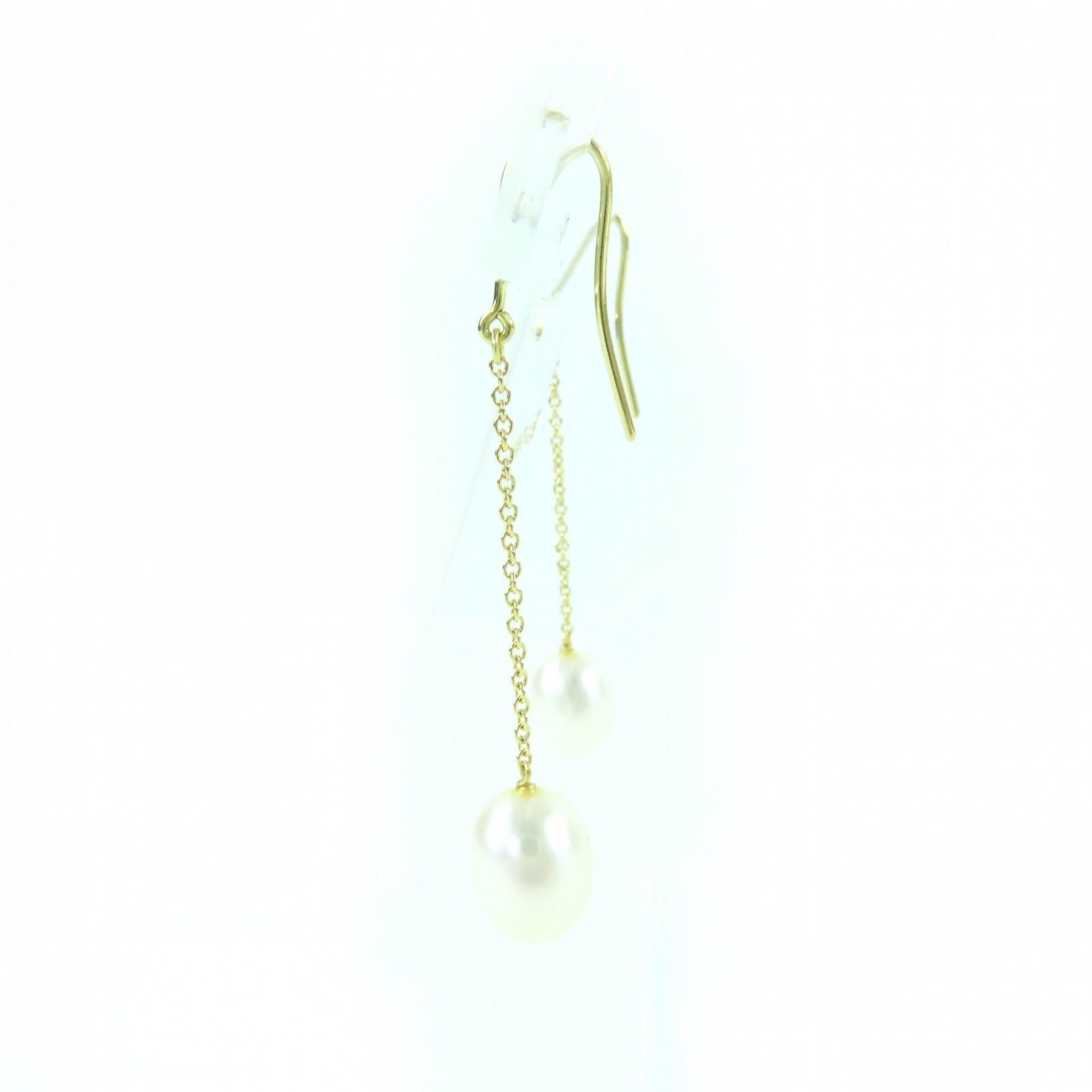 Tiffany & Co. TIFFANY&Co. Tiffany By the Yard Freshwater Pearl Drop Earrings AU750 K18 750 (YG) Gold, Weight 2.4g, Women's Size ONE SIZE - 2 Thumbnail