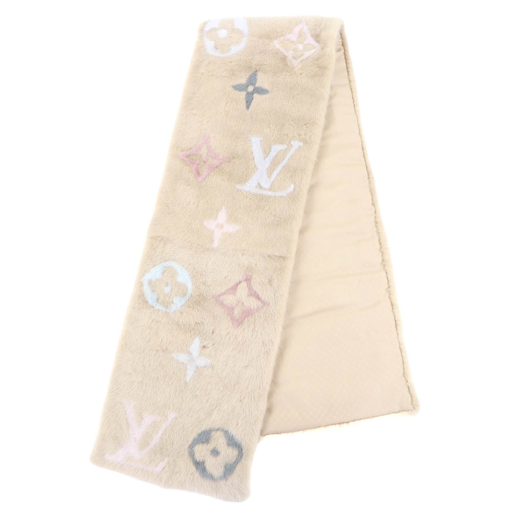 Louis Vuitton LOUIS VUITTON M73020 Echarpe Minkgram Monogram Scarf, 100% Silk Lining, Beige Multi, Made in Italy, Women's Size ONE SIZE - 2 Thumbnail