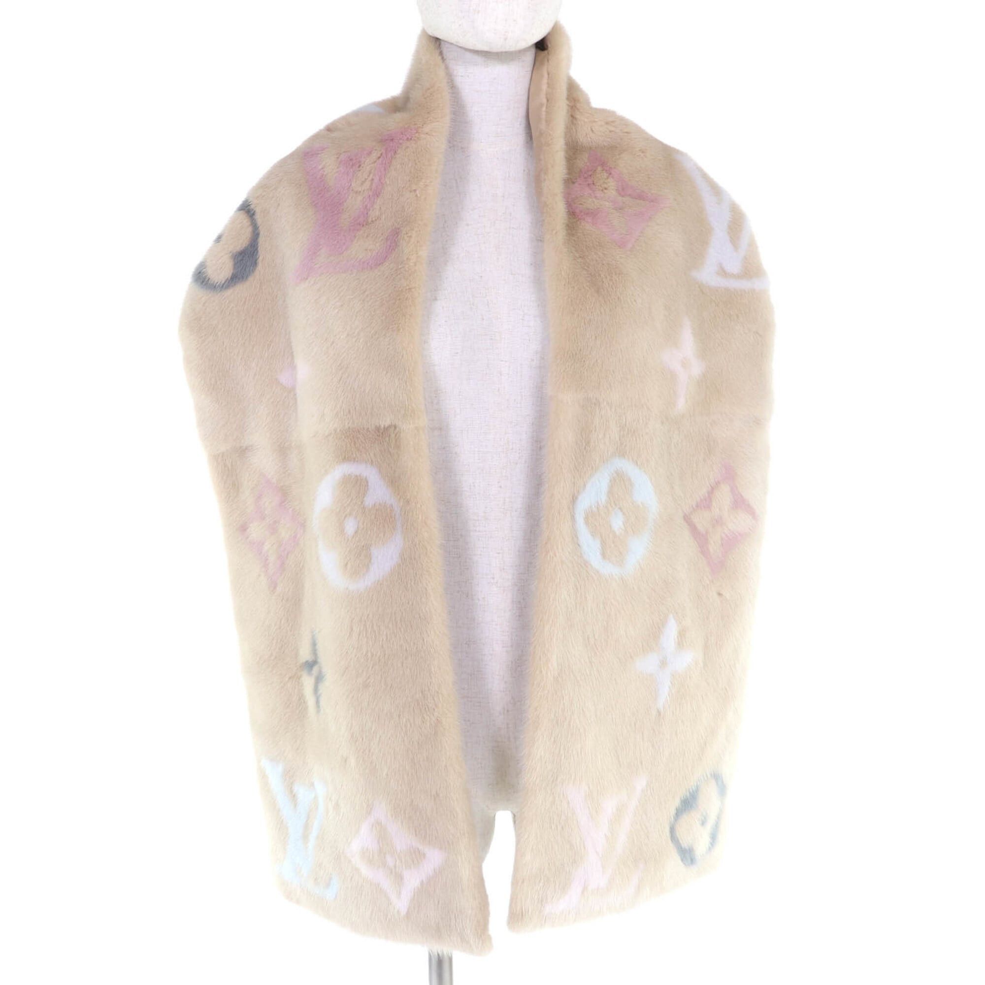 Louis Vuitton LOUIS VUITTON M73020 Echarpe Minkgram Monogram Scarf, 100% Silk Lining, Beige Multi, Made in Italy, Women's Size ONE SIZE - 3 Thumbnail