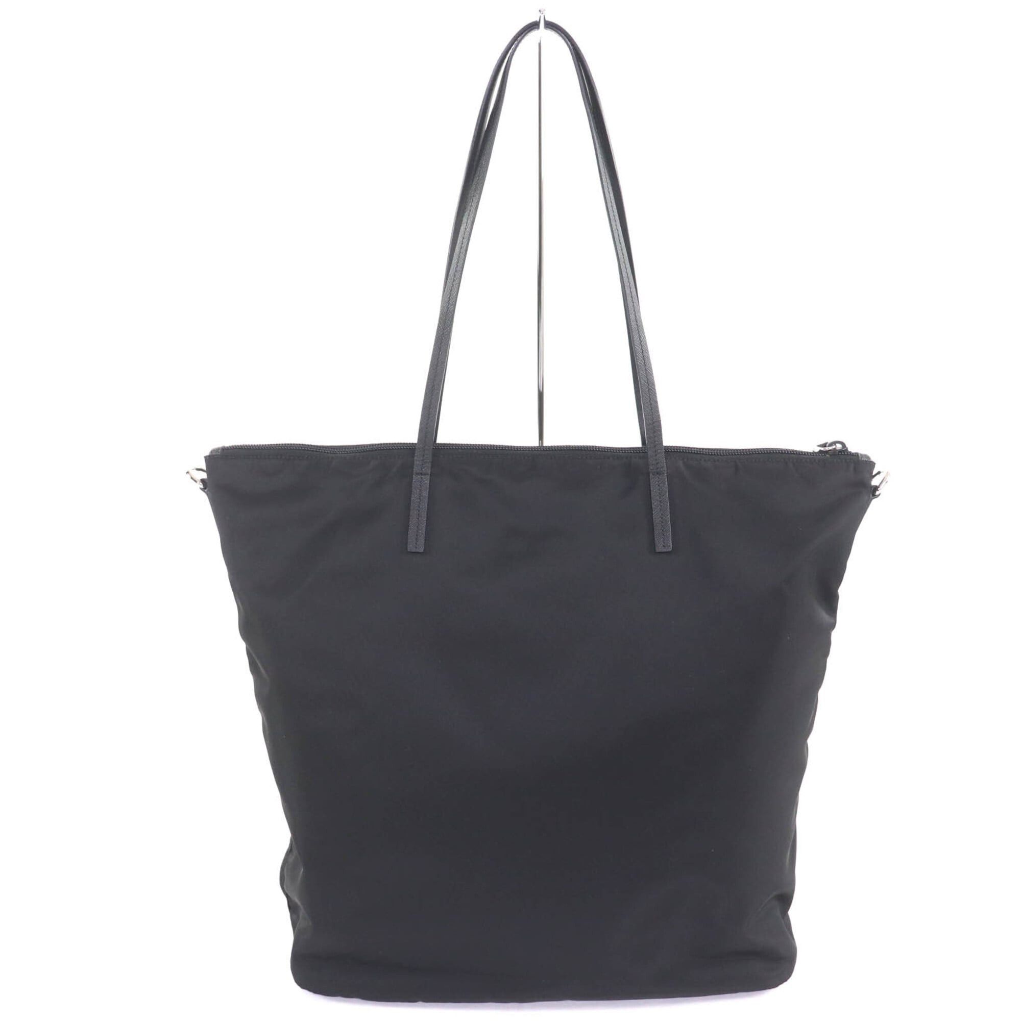 Prada PRADA 1BG189 Triangle Logo Plate Leather Trim 2-Way Nylon Shoulder Tote Bag Black Women's Size ONE SIZE - 2 Thumbnail