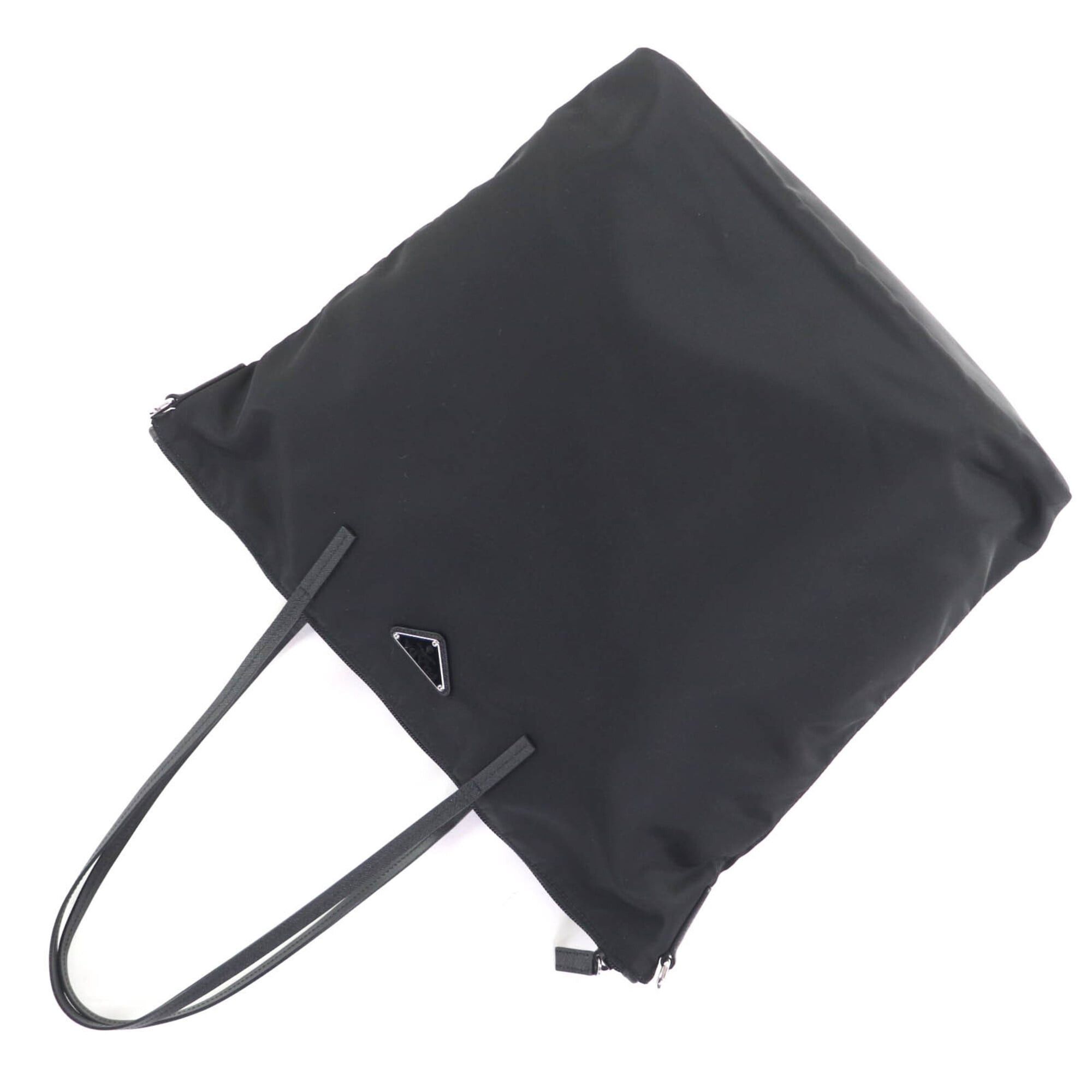 Prada PRADA 1BG189 Triangle Logo Plate Leather Trim 2-Way Nylon Shoulder Tote Bag Black Women's Size ONE SIZE - 6 Thumbnail