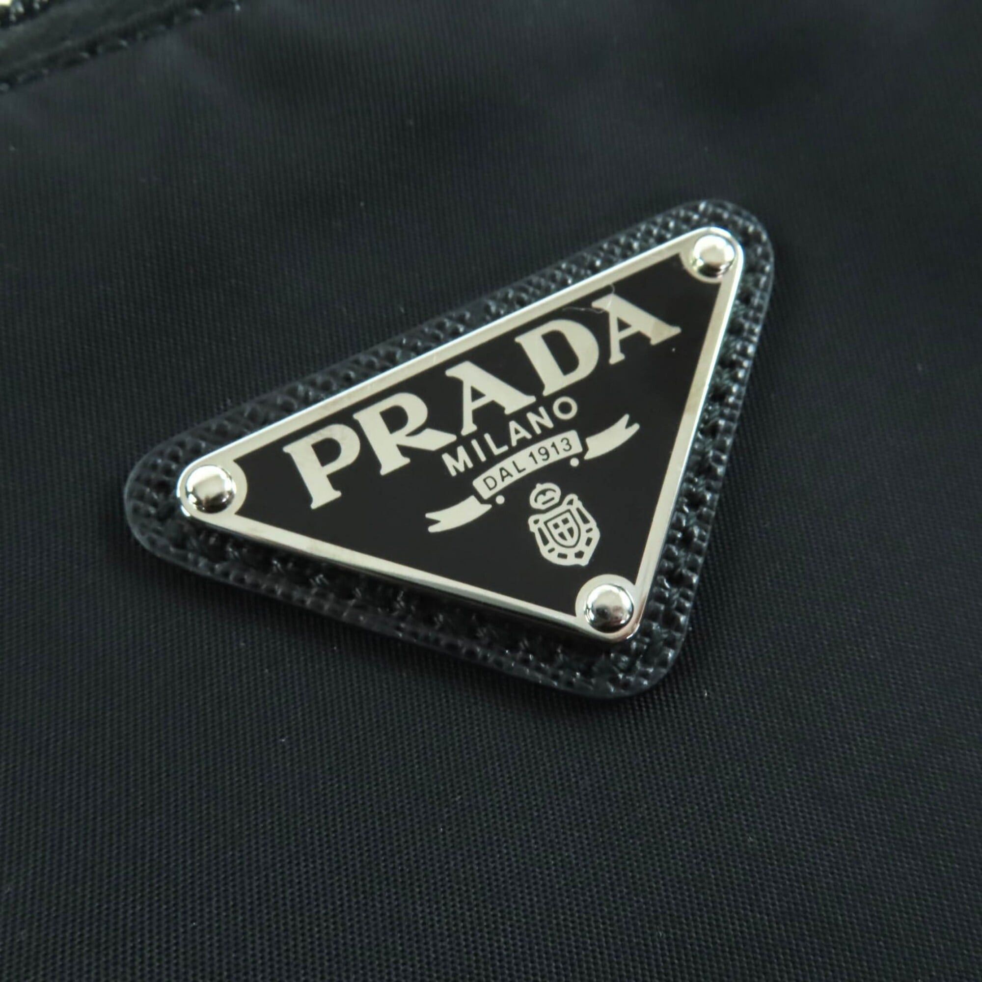 Prada PRADA 1BG189 Triangle Logo Plate Leather Trim 2-Way Nylon Shoulder Tote Bag Black Women's Size ONE SIZE - 9 Thumbnail