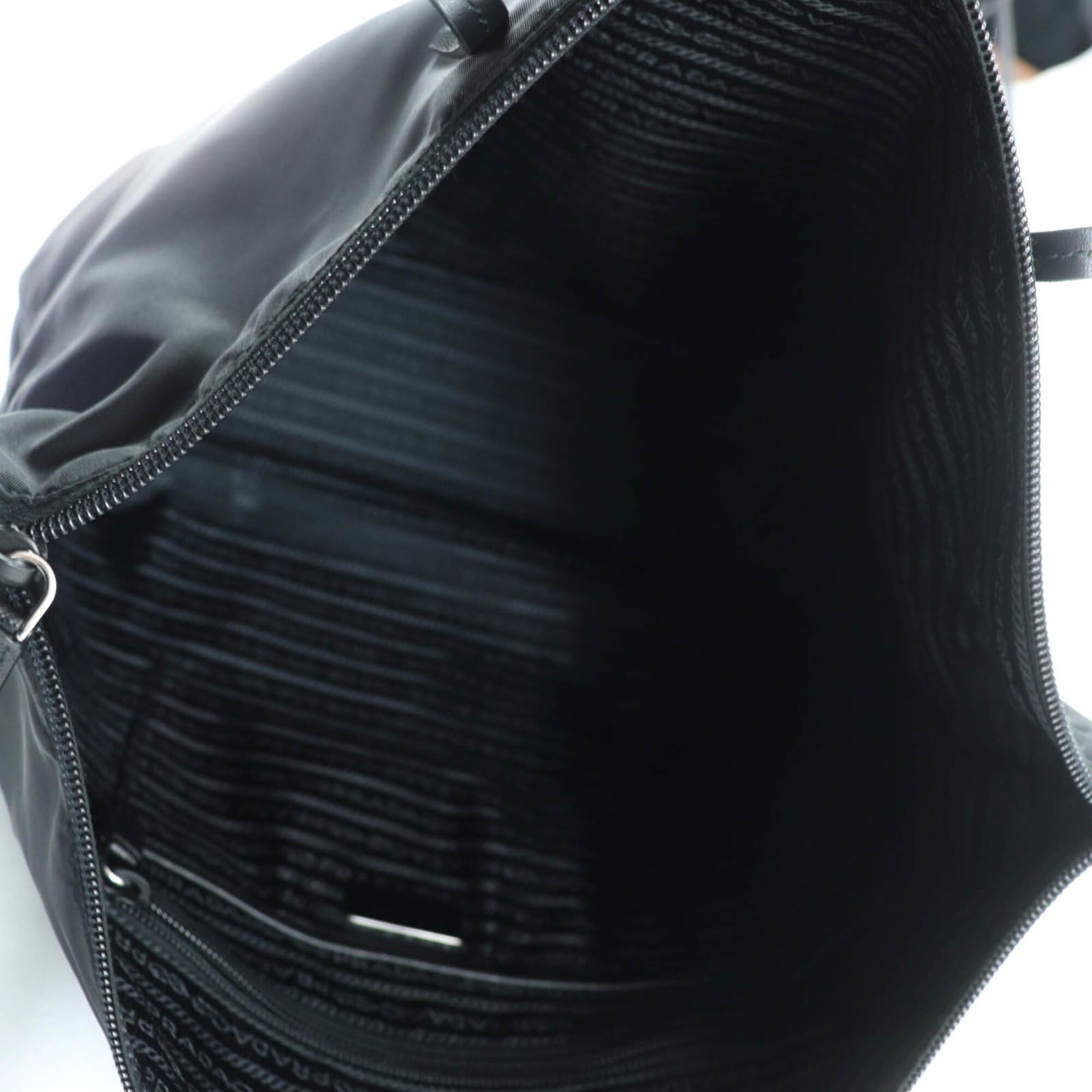 Prada PRADA 1BG189 Triangle Logo Plate Leather Trim 2-Way Nylon Shoulder Tote Bag Black Women's Size ONE SIZE - 8 Thumbnail