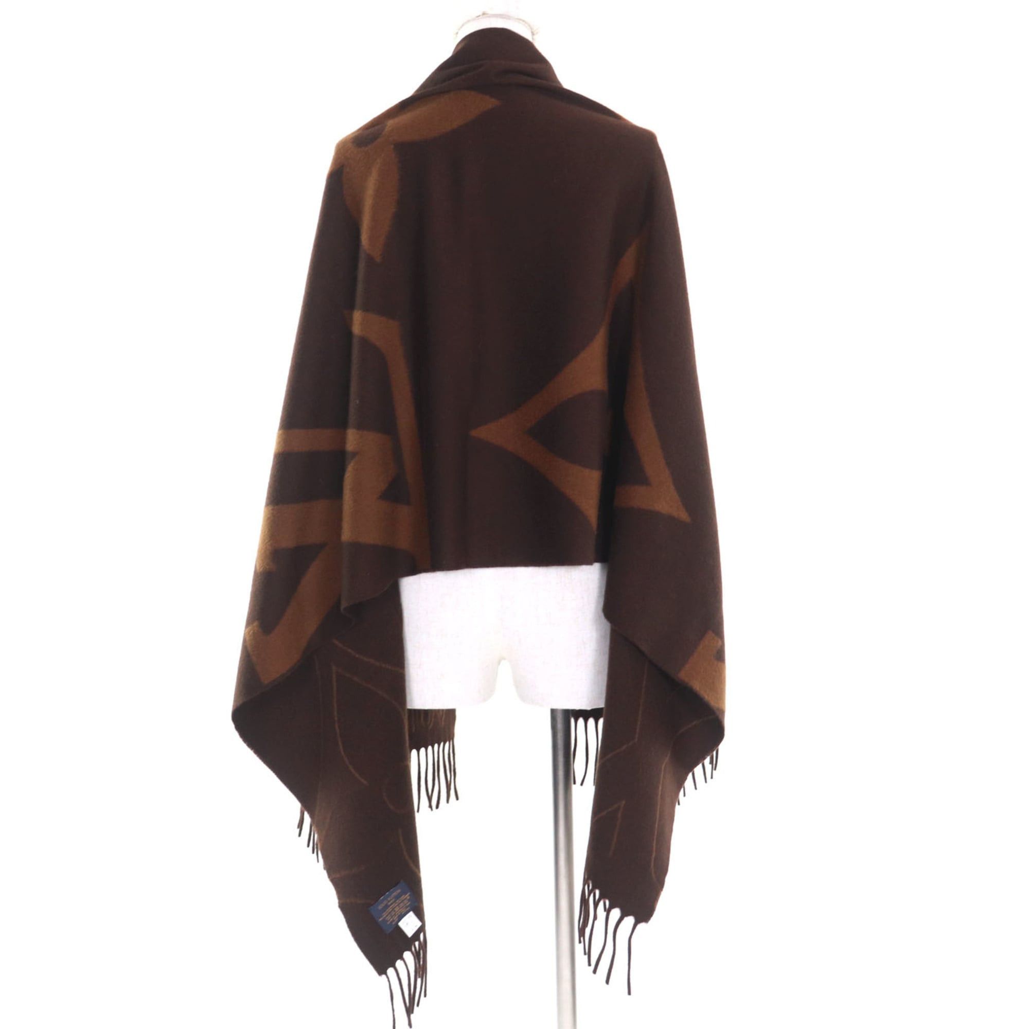 Louis Vuitton LOUIS VUITTON M77387 The Ultimate Fur Cashmere Wool Monogram Giant Scarf, Brown, Made in Italy, Authentic, Women's. Size ONE SIZE - 5 Thumbnail