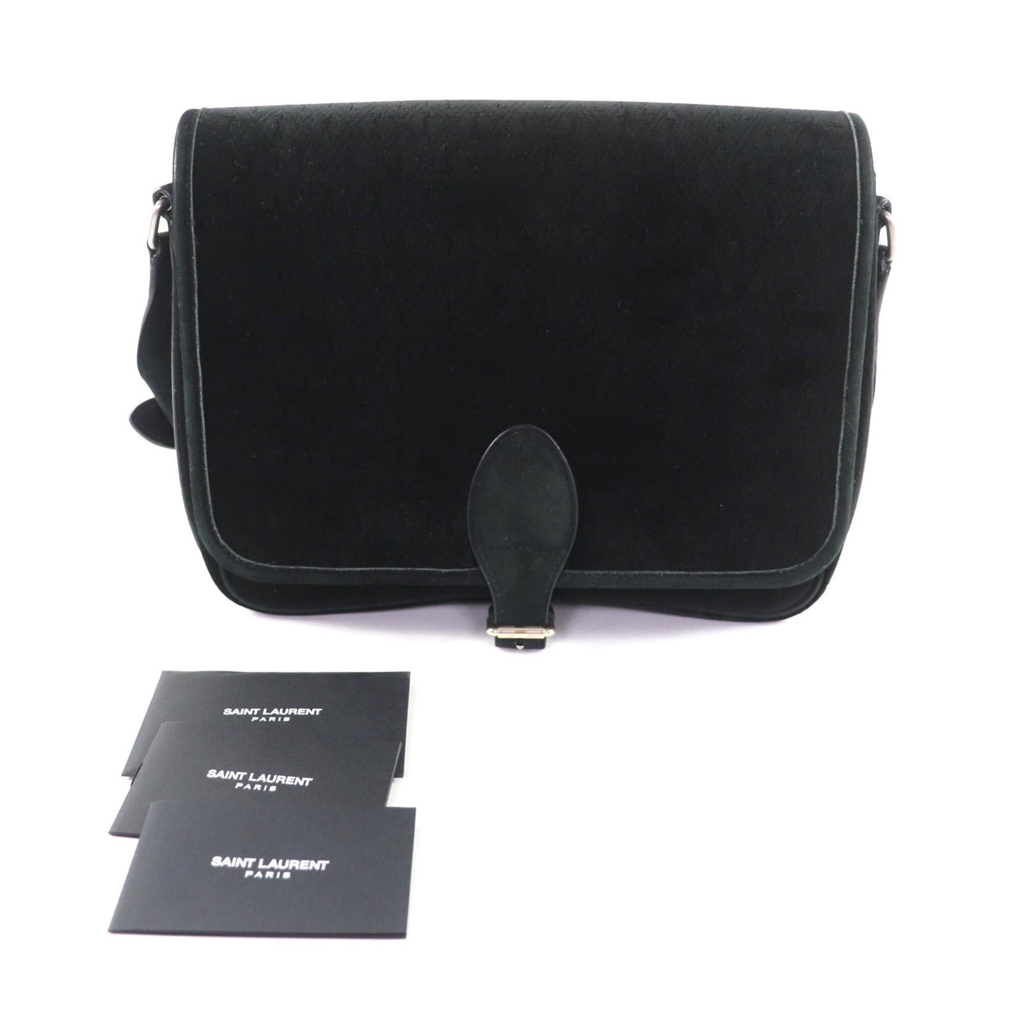 Saint Laurent Paris SAINT LAURENT MAL688253 YSL Monogram Velvet Shoulder Bag, Black with Silver Hardware, Made in Italy, Women's. Size ONE SIZE - 2 Thumbnail