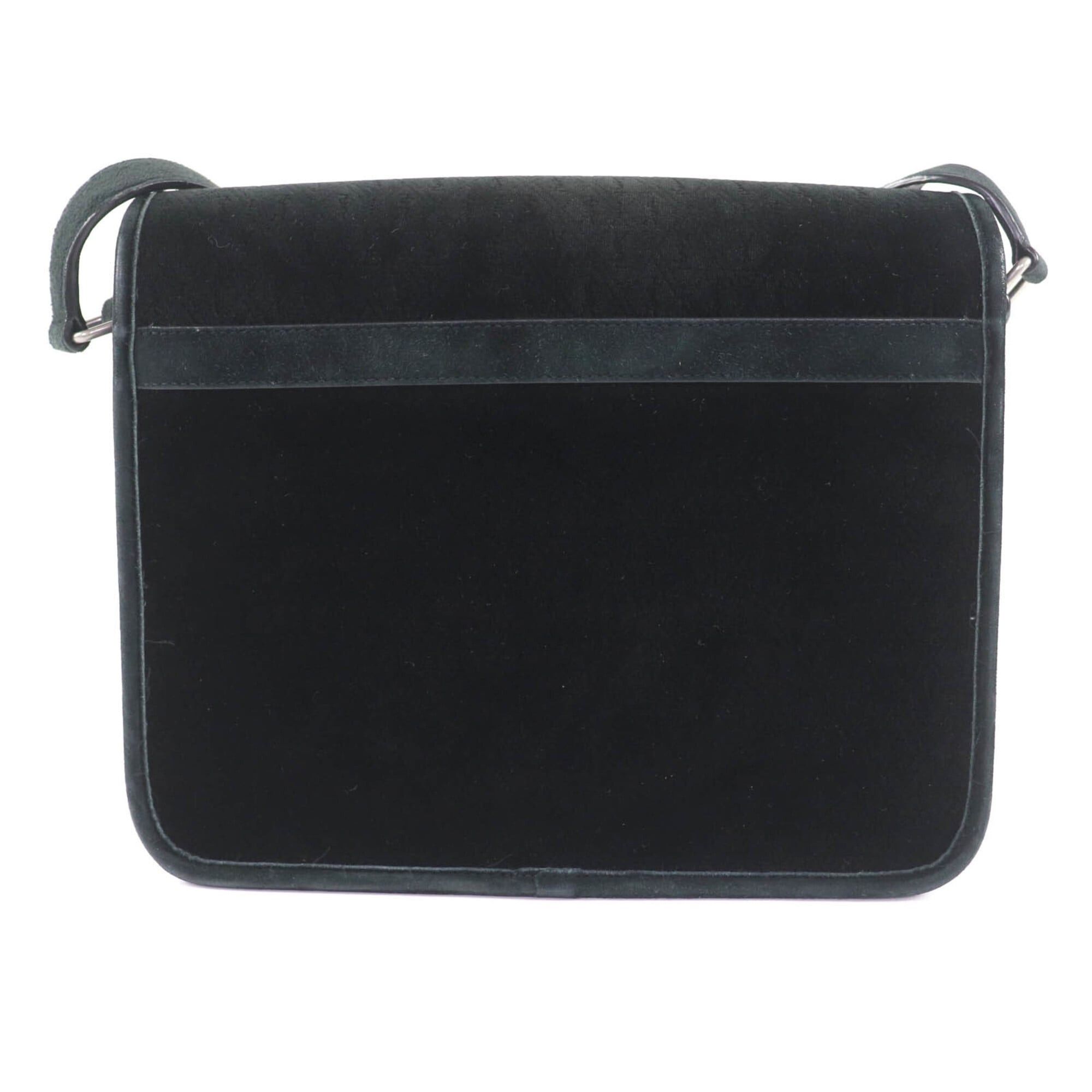 Saint Laurent Paris SAINT LAURENT MAL688253 YSL Monogram Velvet Shoulder Bag, Black with Silver Hardware, Made in Italy, Women's. Size ONE SIZE - 3 Thumbnail