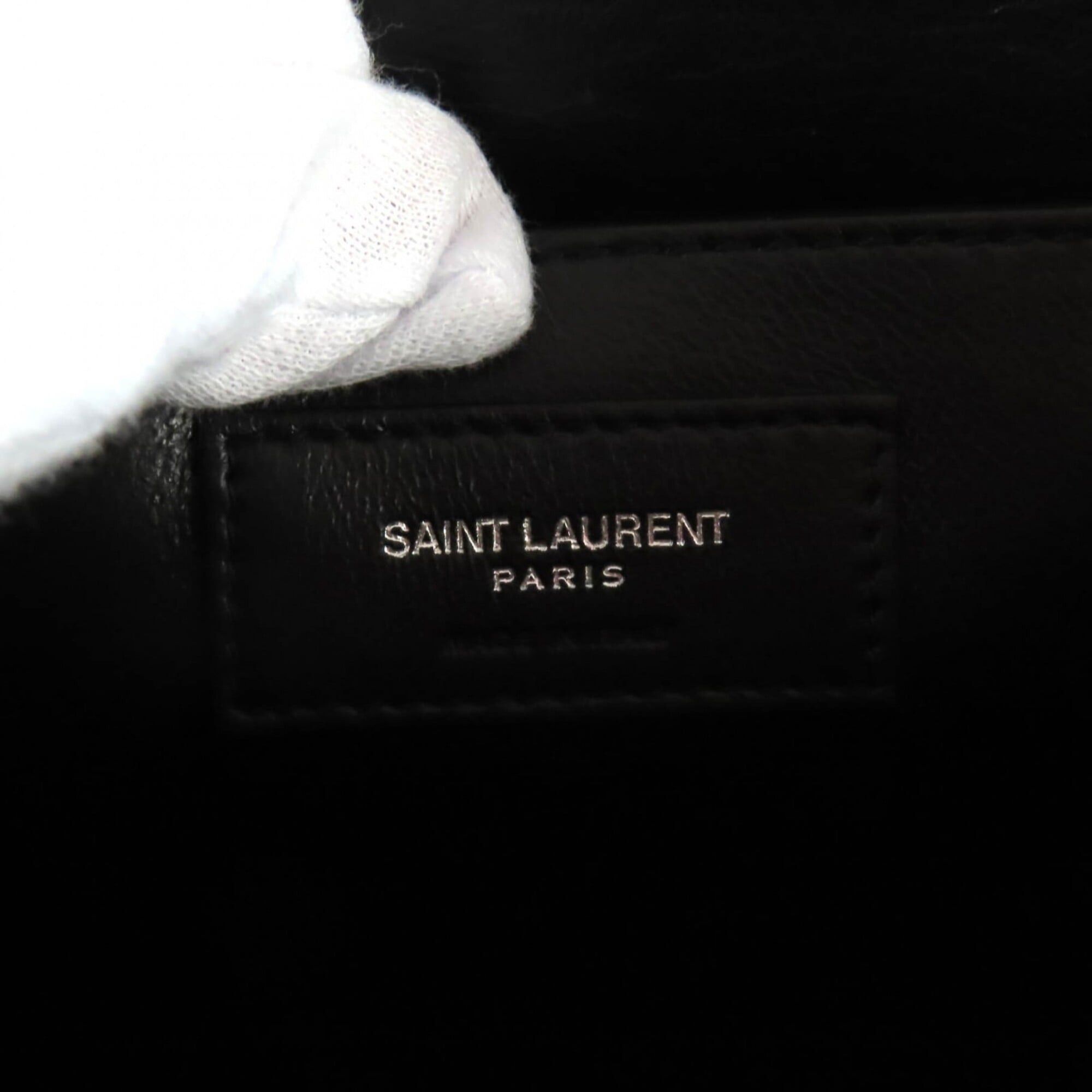 Saint Laurent Paris SAINT LAURENT MAL688253 YSL Monogram Velvet Shoulder Bag, Black with Silver Hardware, Made in Italy, Women's. Size ONE SIZE - 12 Thumbnail
