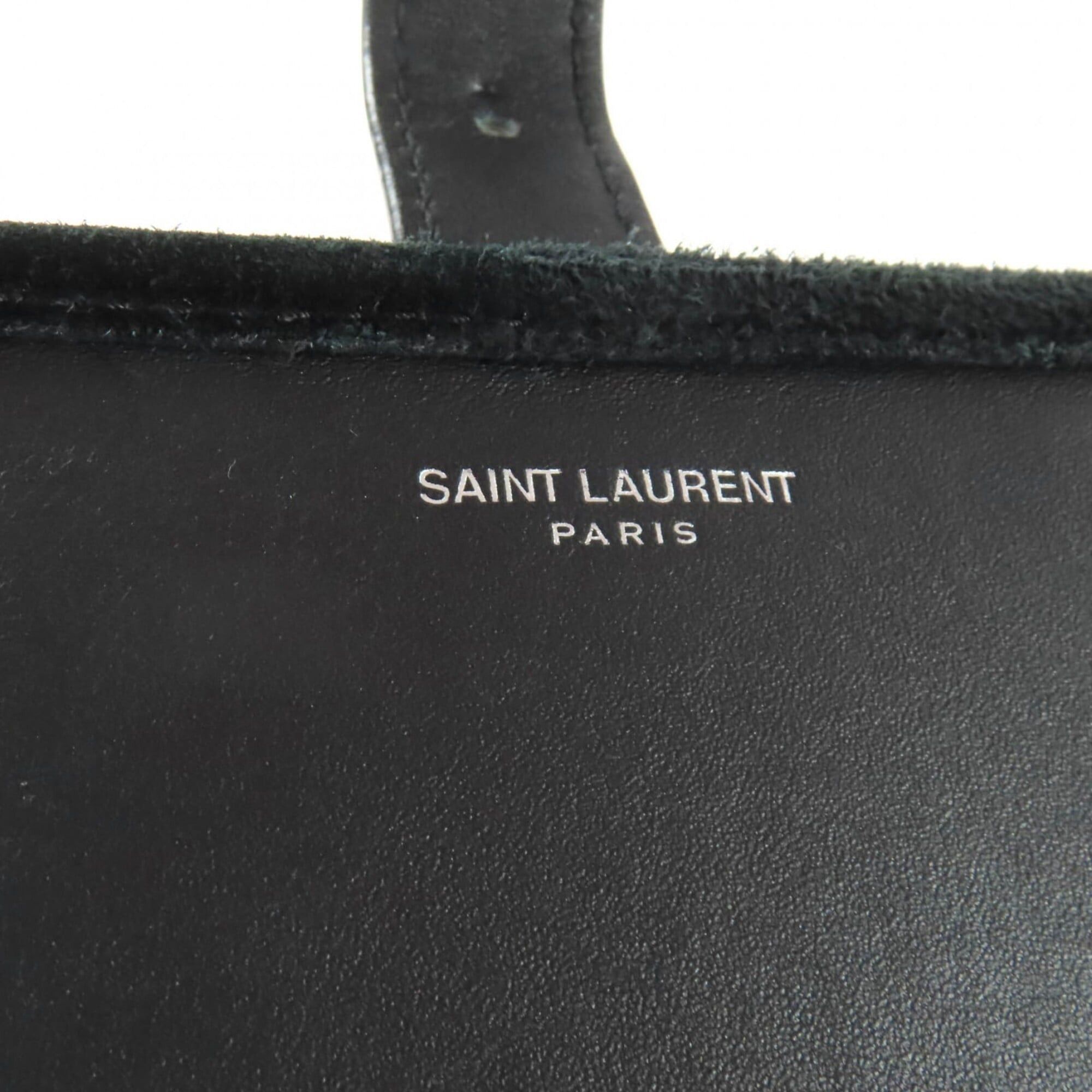 Saint Laurent Paris SAINT LAURENT MAL688253 YSL Monogram Velvet Shoulder Bag, Black with Silver Hardware, Made in Italy, Women's. Size ONE SIZE - 13 Thumbnail
