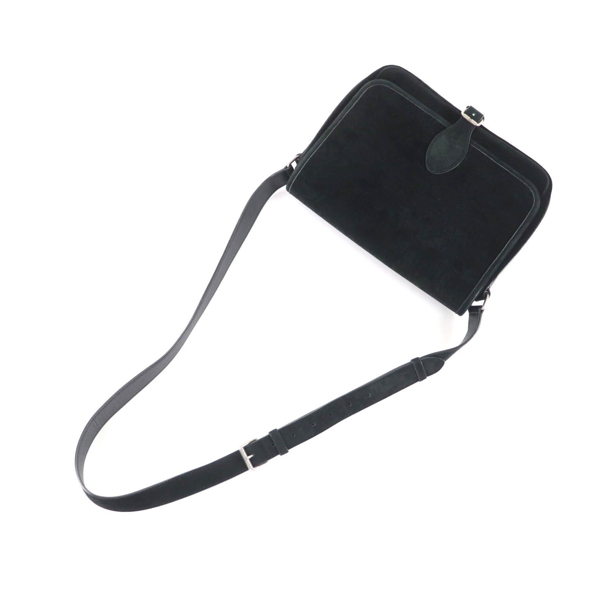 Saint Laurent Paris SAINT LAURENT MAL688253 YSL Monogram Velvet Shoulder Bag, Black with Silver Hardware, Made in Italy, Women's. Size ONE SIZE - 9 Thumbnail