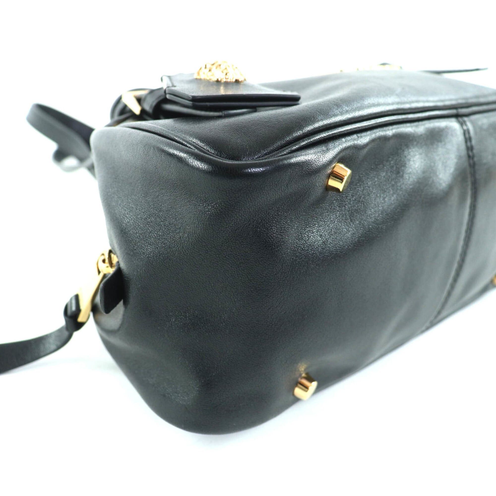 Versace VERSACE 1015792 Versace Tag Nappa Bowling Bag with Medusa Charm Leather Handbag Black Comes Box and Dust Made in Italy Women's Size ONE SIZE - 5 Thumbnail