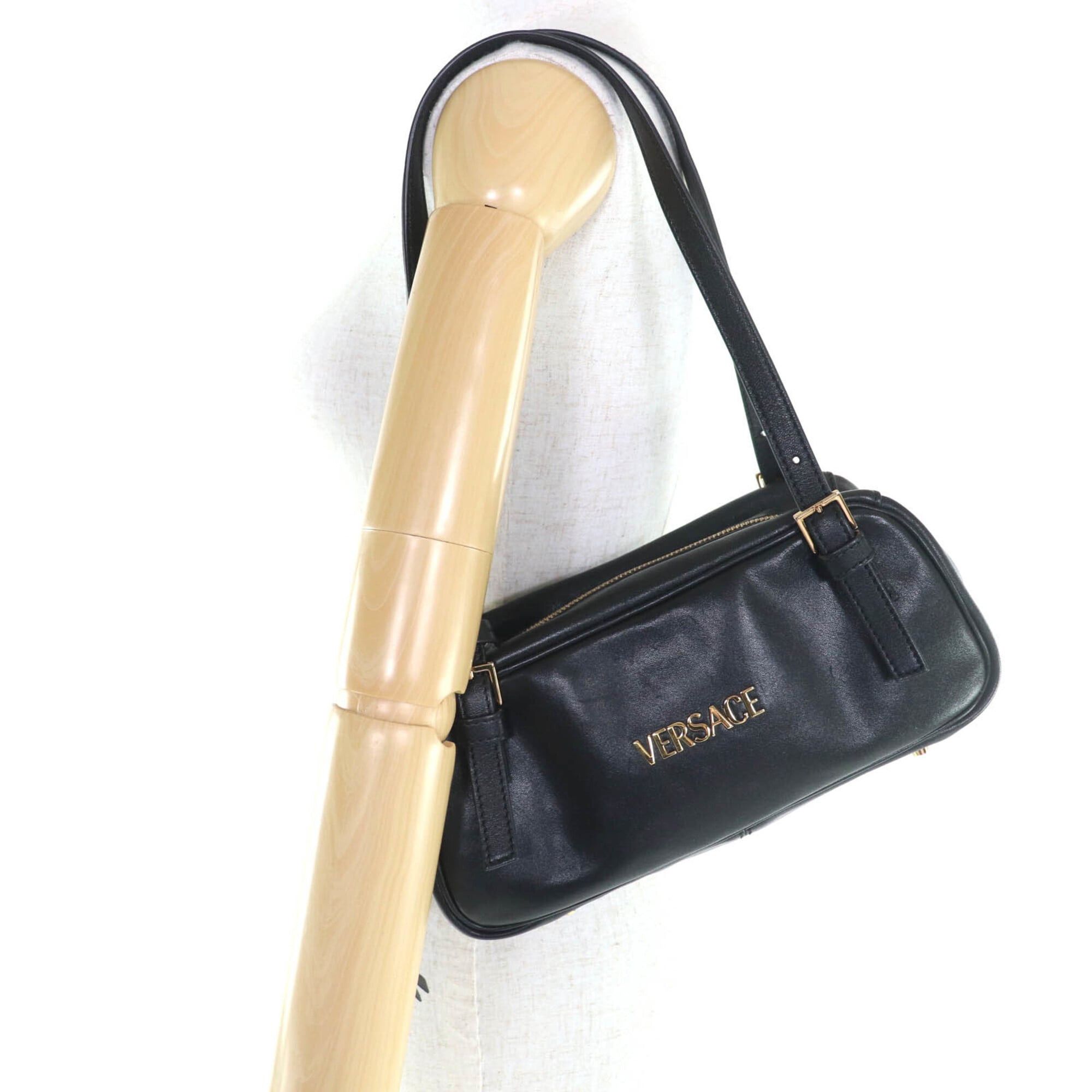 Versace VERSACE 1015792 Versace Tag Nappa Bowling Bag with Medusa Charm Leather Handbag Black Comes Box and Dust Made in Italy Women's Size ONE SIZE - 8 Thumbnail