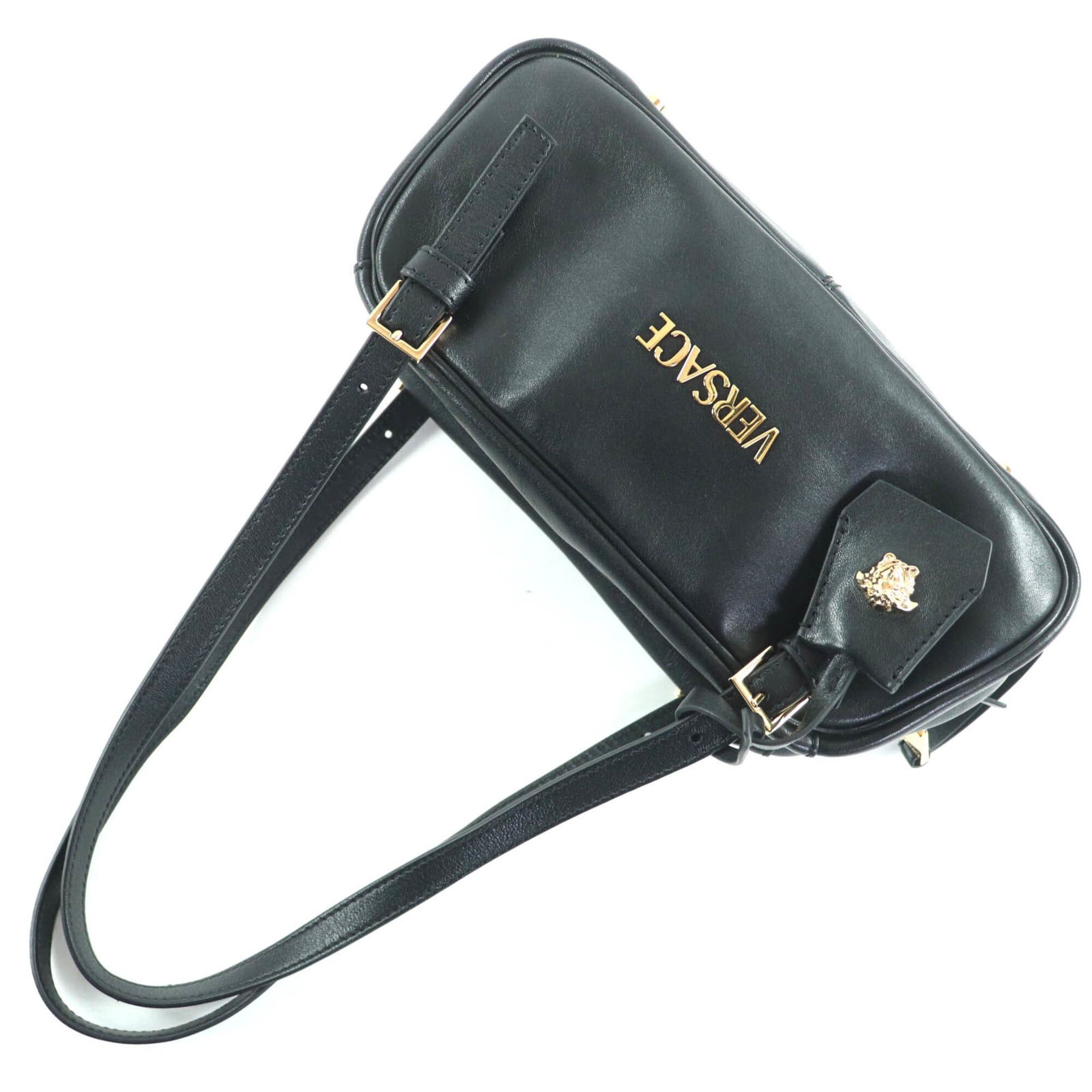 Versace VERSACE 1015792 Versace Tag Nappa Bowling Bag with Medusa Charm Leather Handbag Black Comes Box and Dust Made in Italy Women's Size ONE SIZE - 6 Thumbnail