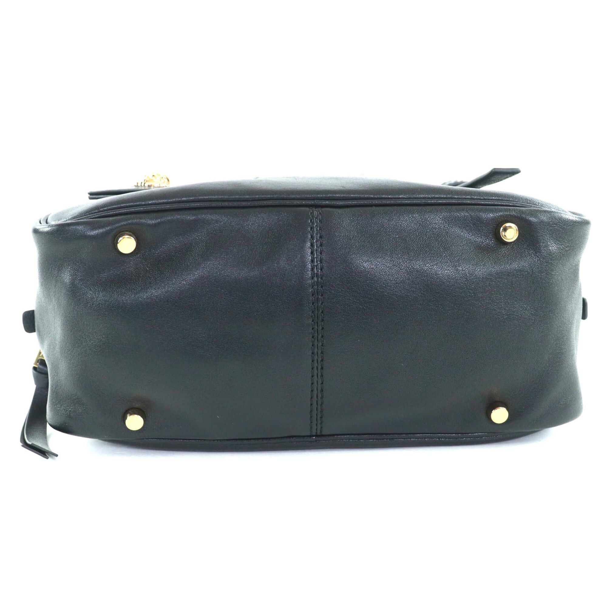 Versace VERSACE 1015792 Versace Tag Nappa Bowling Bag with Medusa Charm Leather Handbag Black Comes Box and Dust Made in Italy Women's Size ONE SIZE - 4 Thumbnail