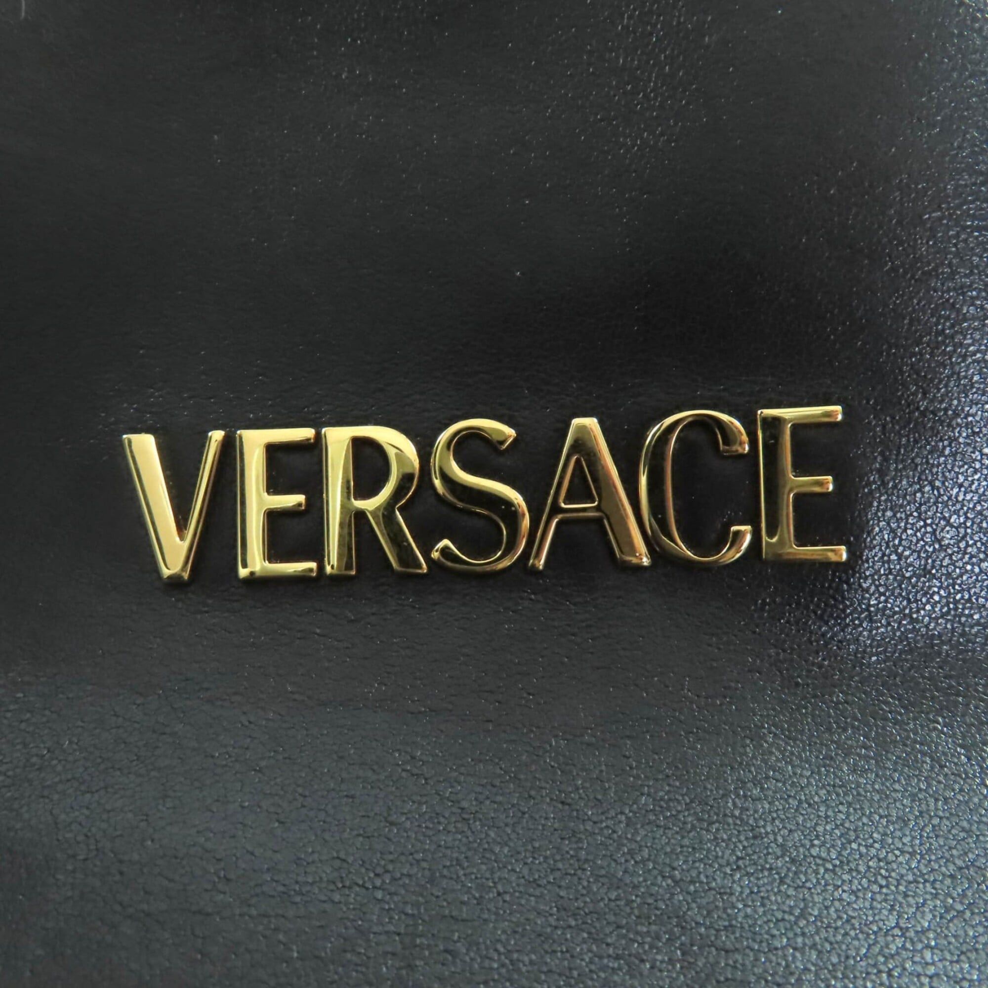 Versace VERSACE 1015792 Versace Tag Nappa Bowling Bag with Medusa Charm Leather Handbag Black Comes Box and Dust Made in Italy Women's Size ONE SIZE - 13 Thumbnail