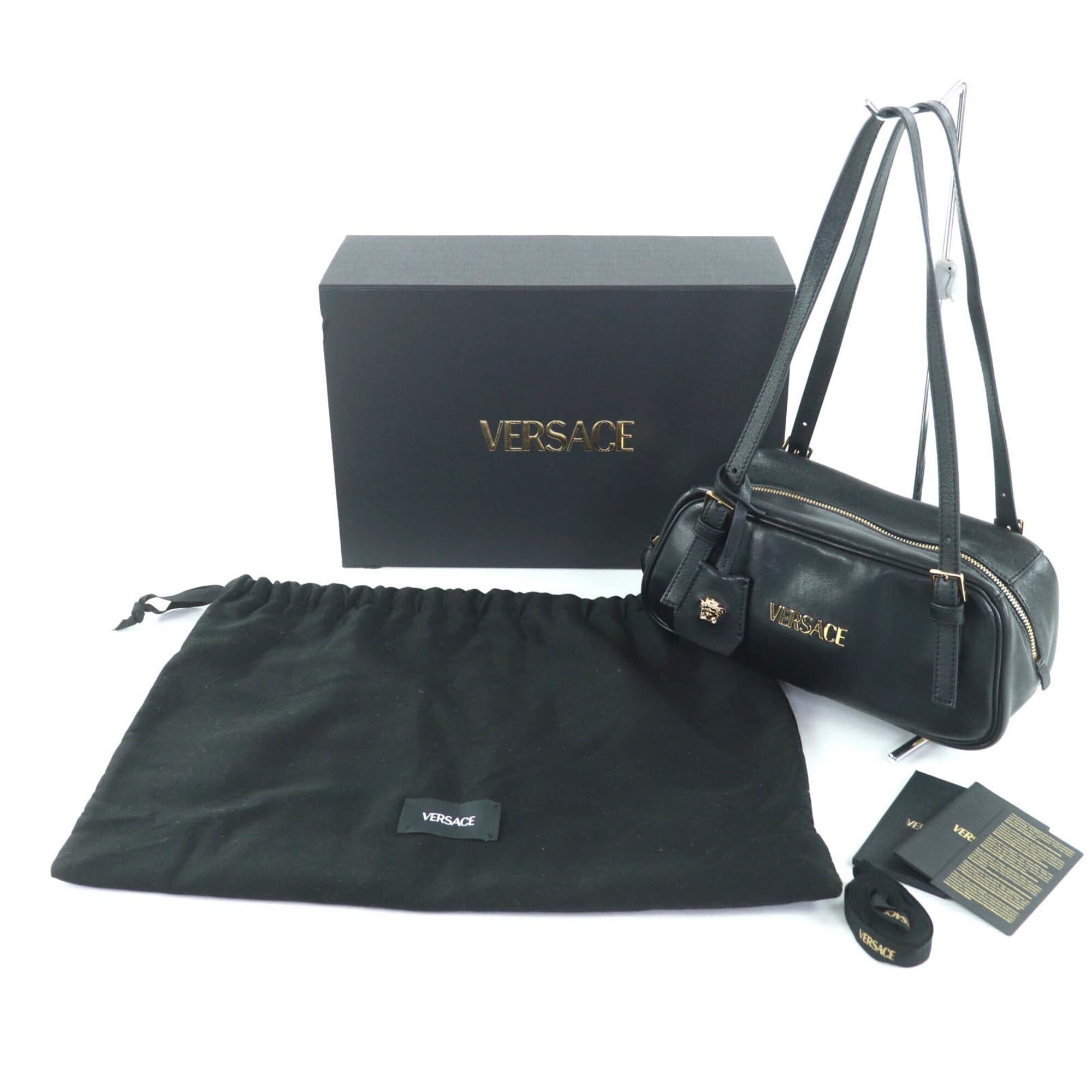 Versace VERSACE 1015792 Versace Tag Nappa Bowling Bag with Medusa Charm Leather Handbag Black Comes Box and Dust Made in Italy Women's Size ONE SIZE - 2 Thumbnail